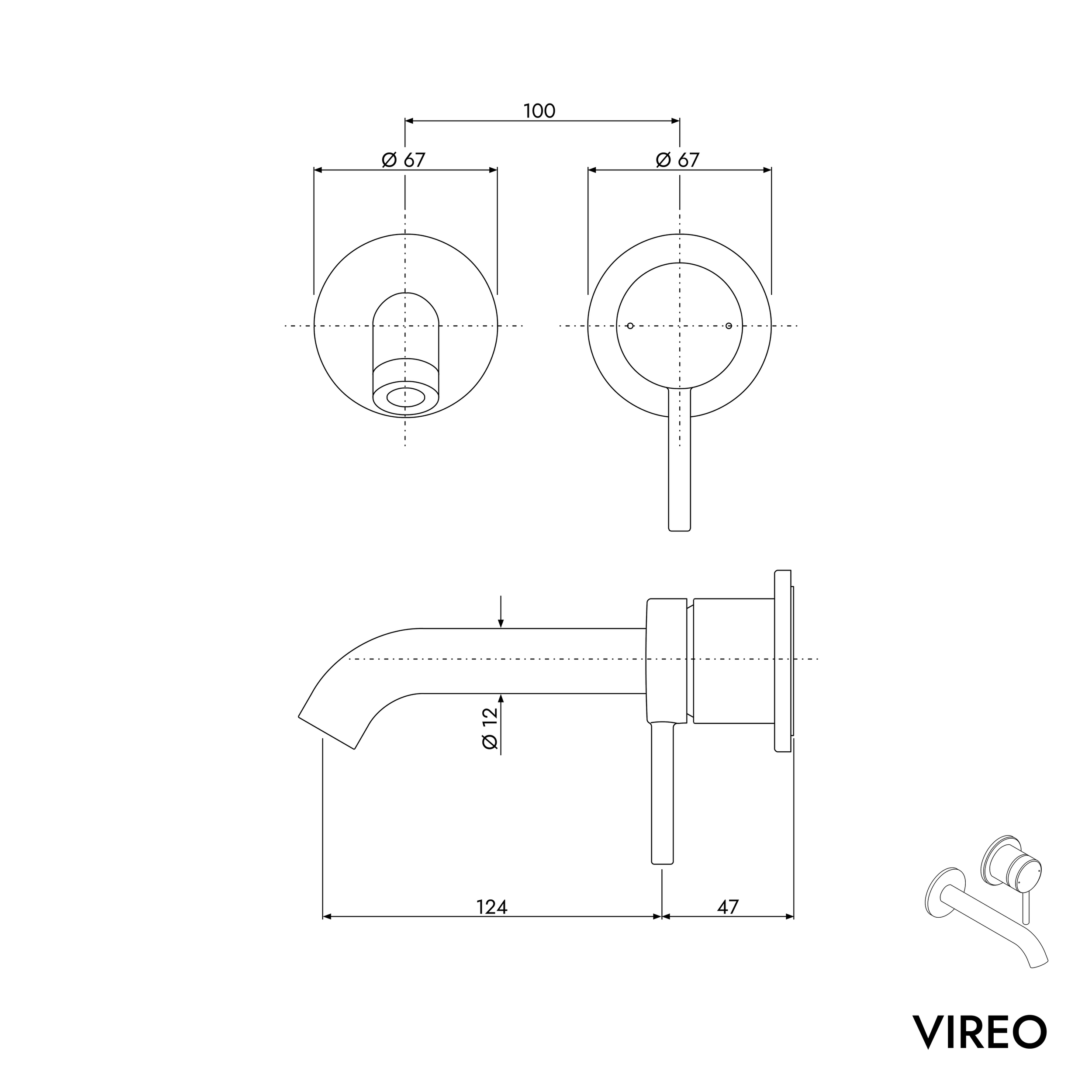 Väggtvättställsblandare VIREO