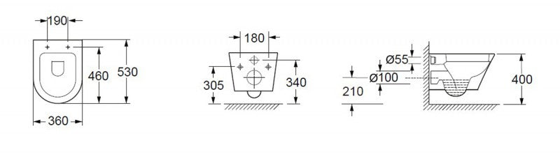 Hängande WC utan fläns 1088R