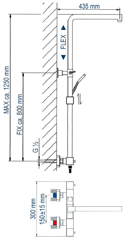 Design duschpelare Thermostat 3011 Basic