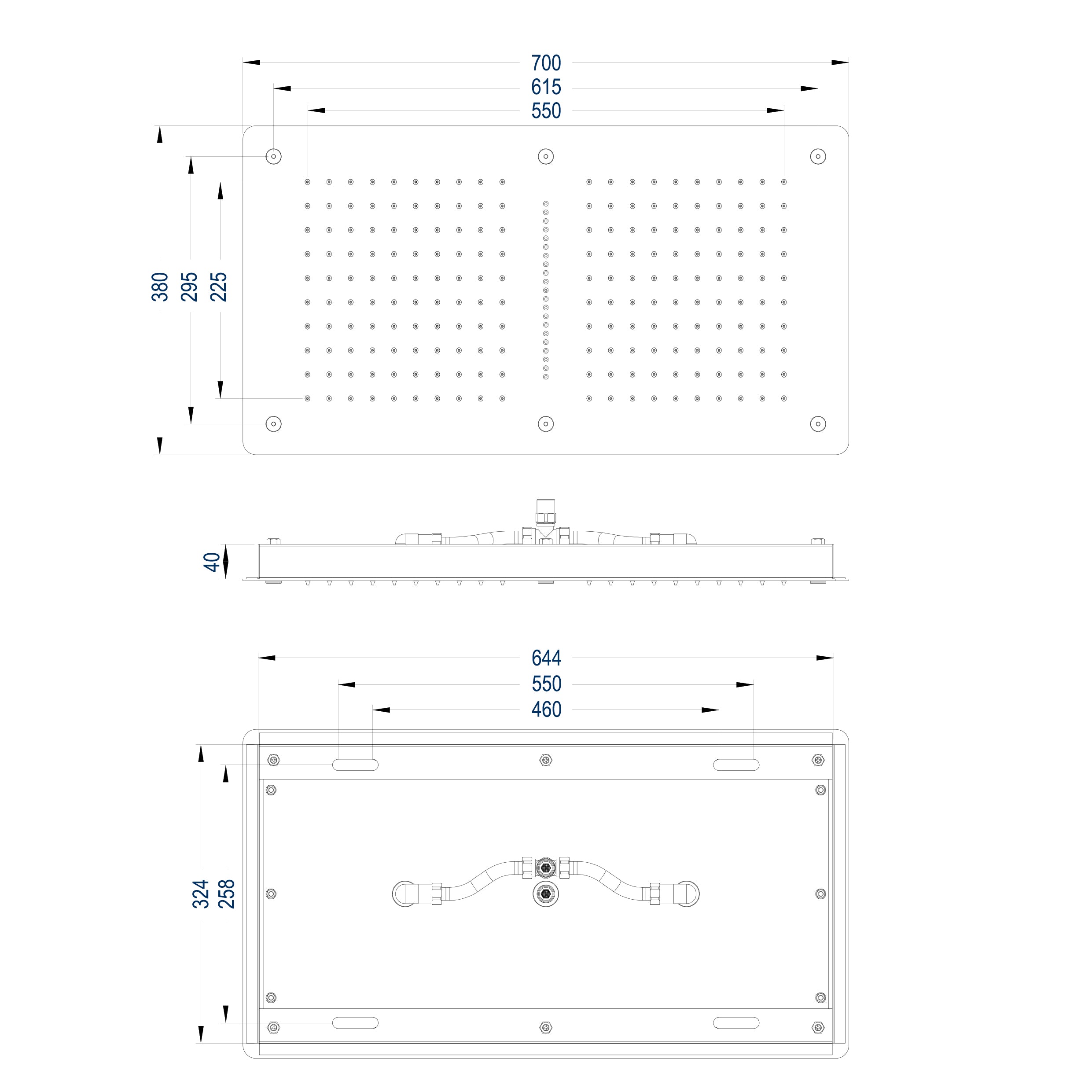 XXL regndusch takdusch i rostfritt stål DPG5019
