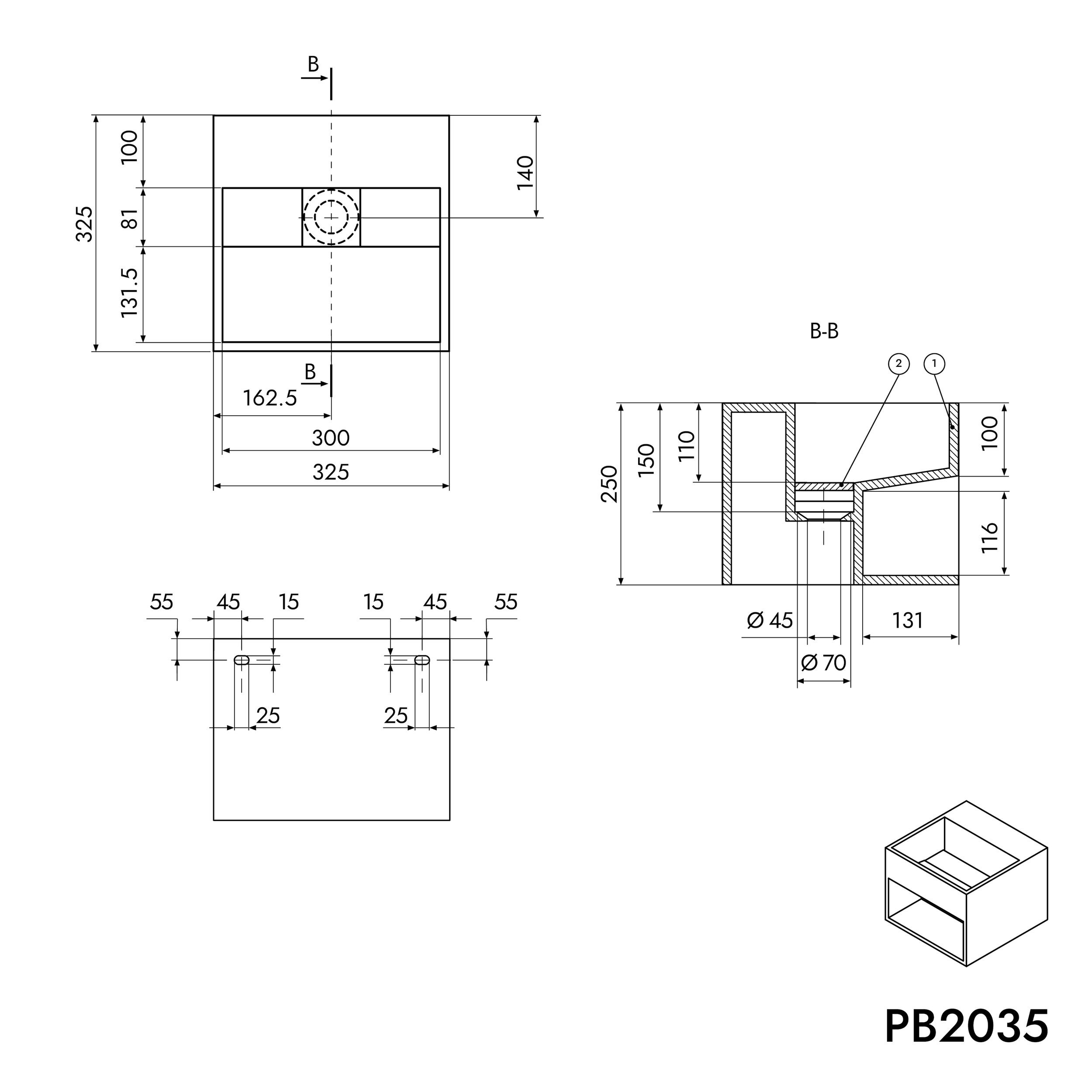 Väggtvättställ PB2035