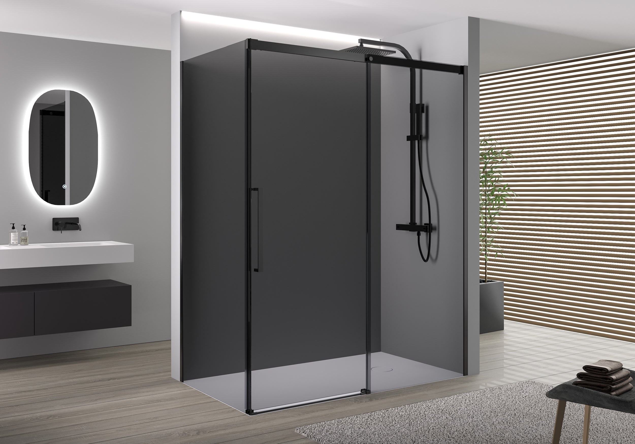 Hörndusch med skjutdörr Soft-Close DX906 FLEX