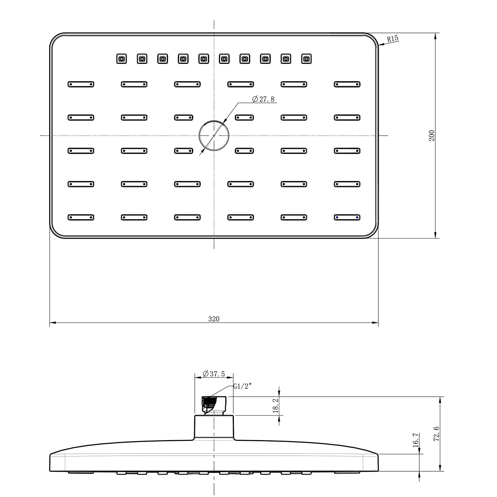 Duschhuvud av ABS NT200