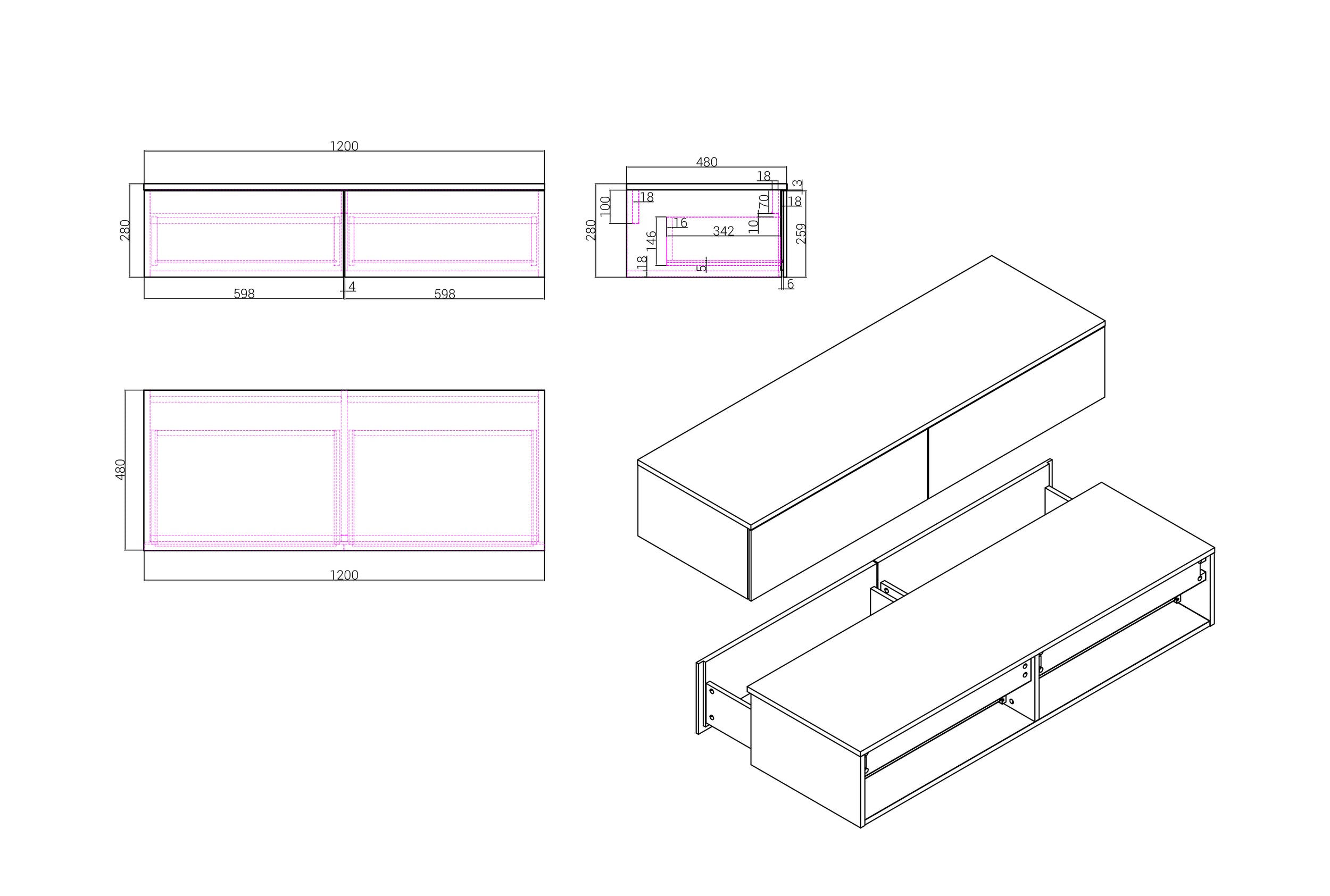 Tvättställsskåp TLB 120-48