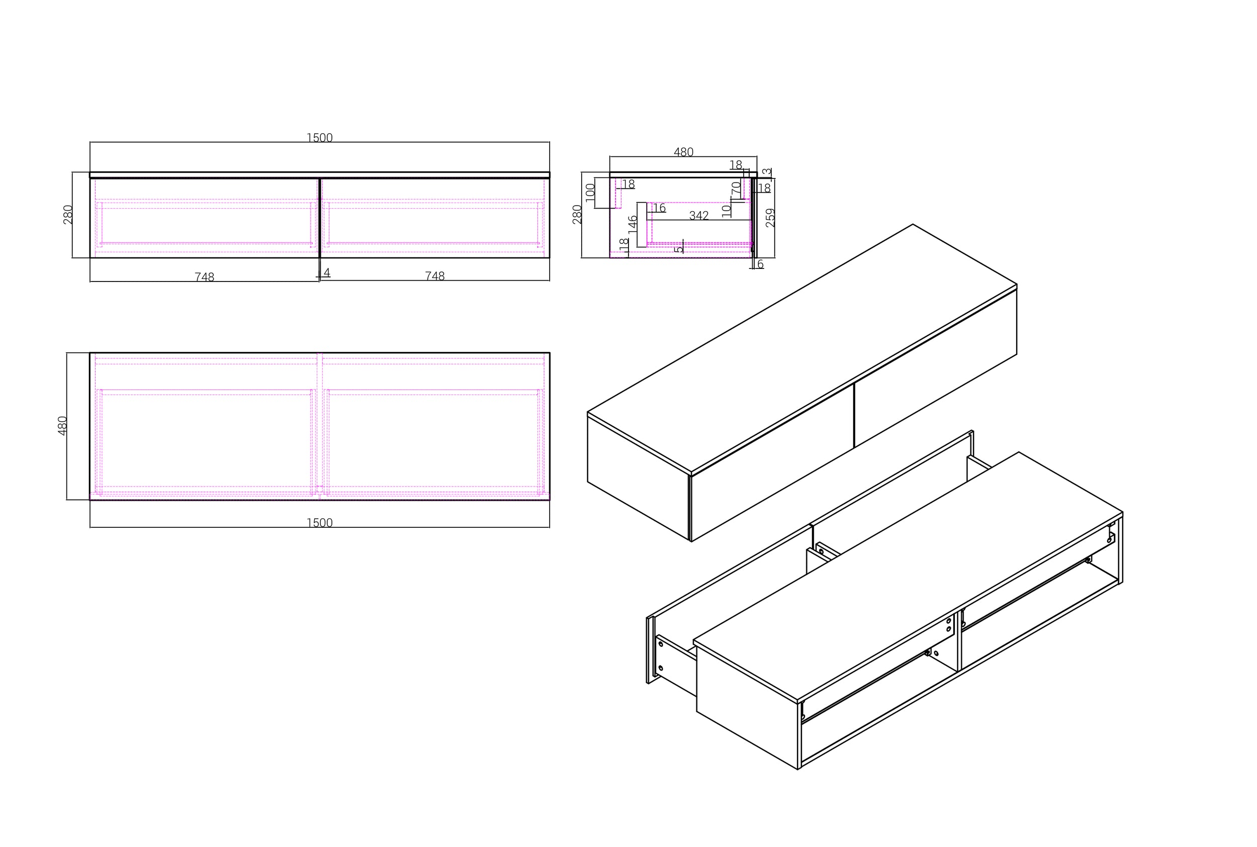 Tvättställsskåp TLB 150-48