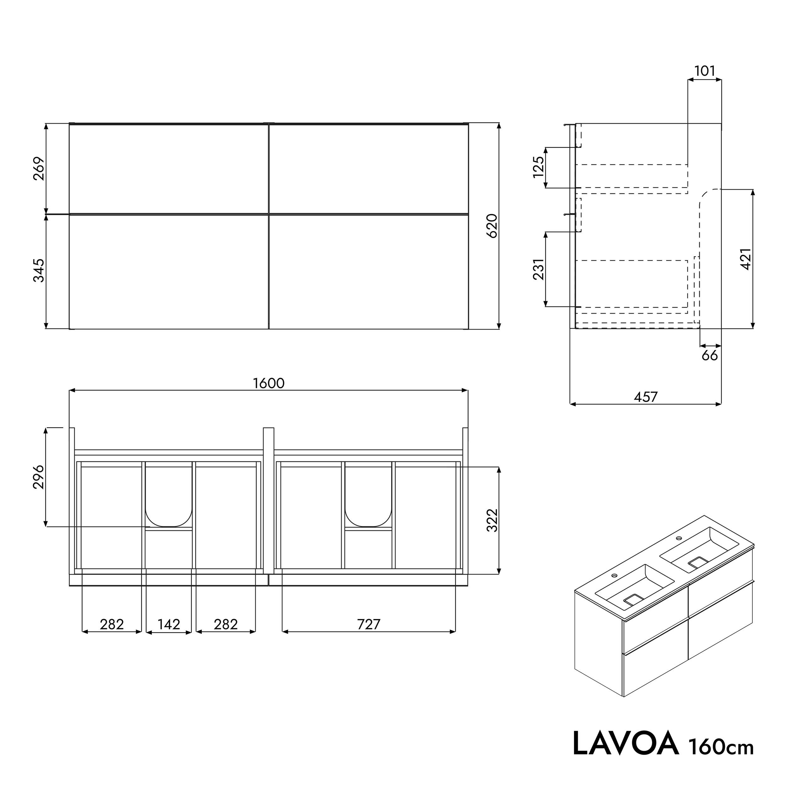 Tvättställsskåp LAVOA 160 cm