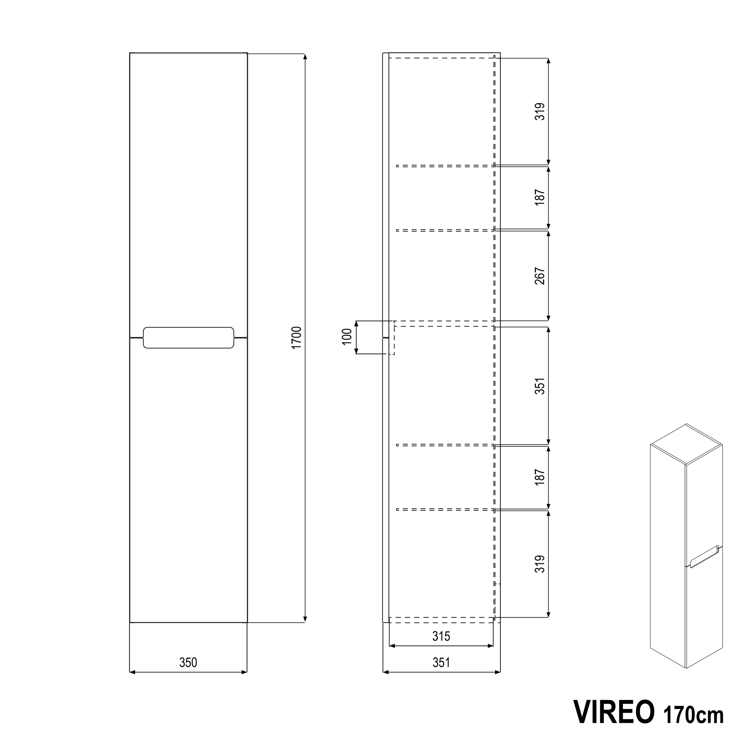 Badrumsmöbelset VIREO 60 cm med tvättställ
