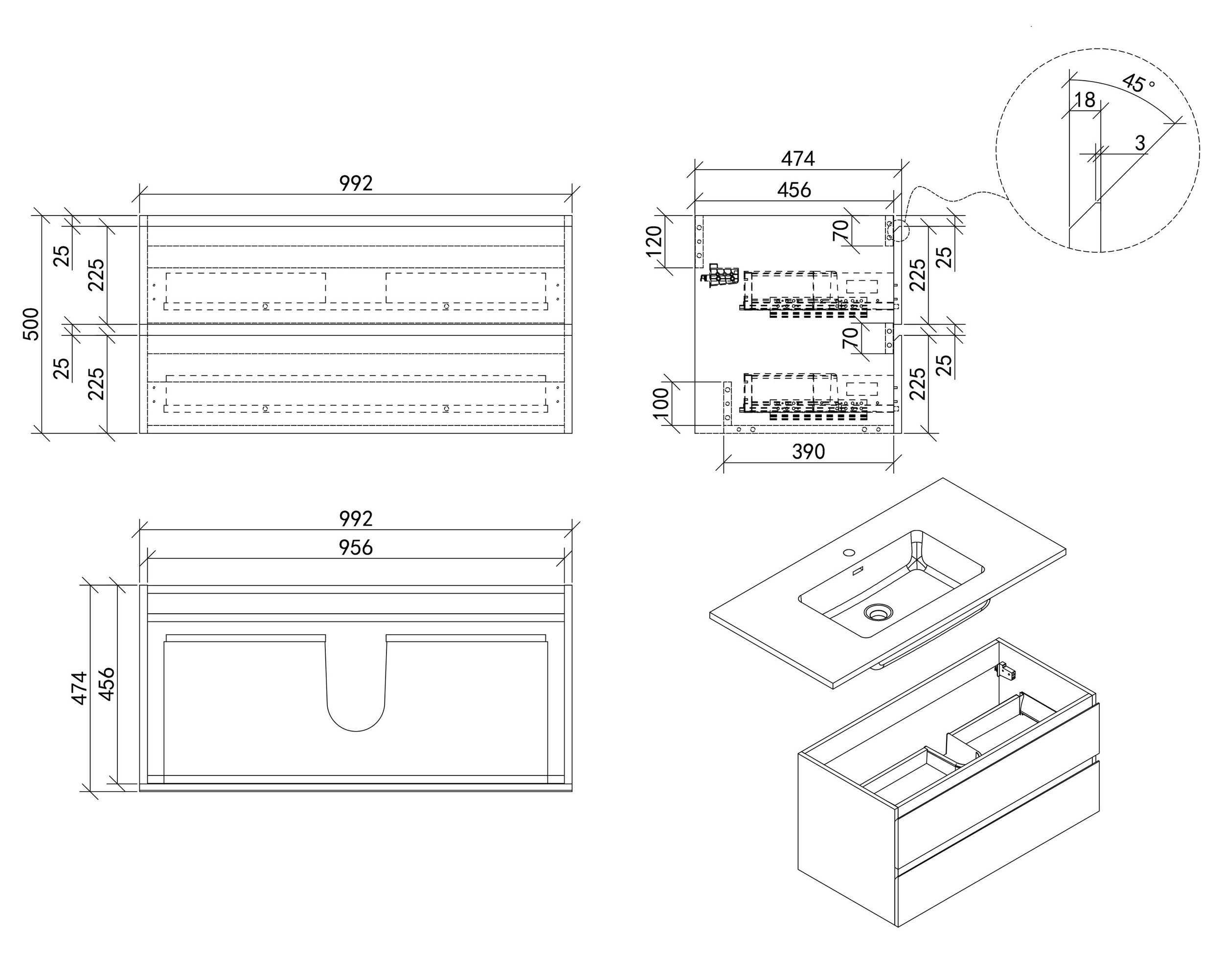 Badrumsmöbelset Alice 1000