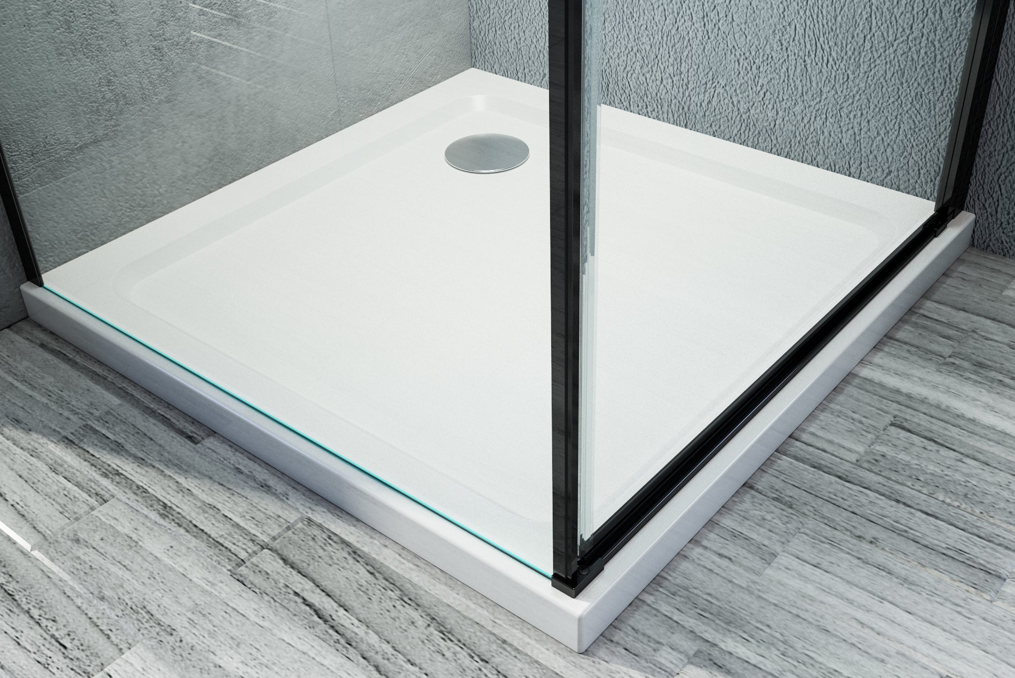 Hörndusch av äkta nano-glas 6 mm, EX 416S svart - 90 x 90 x 195 cm