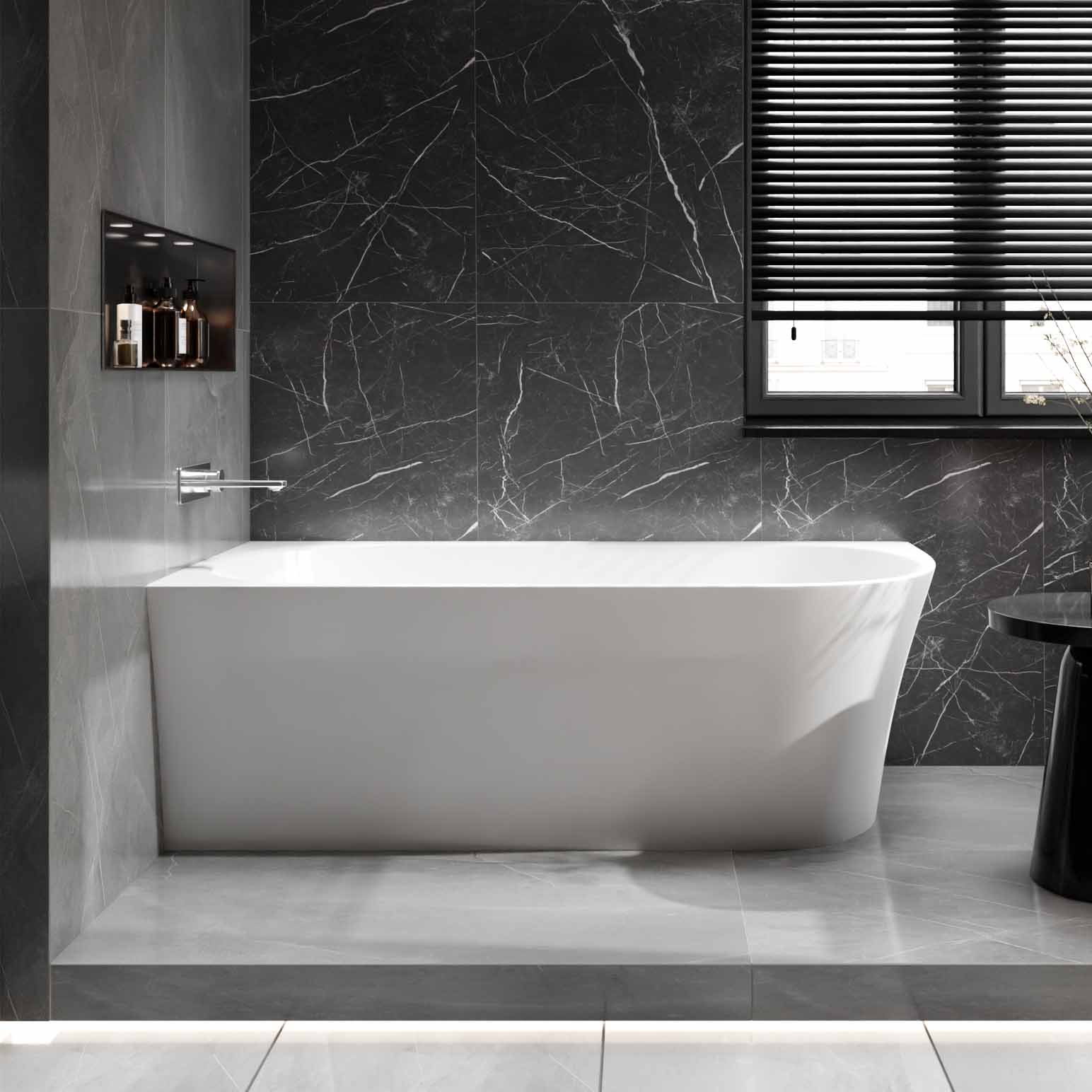 Halv fristående platsbesparande badkar NORA CORNER Akryl