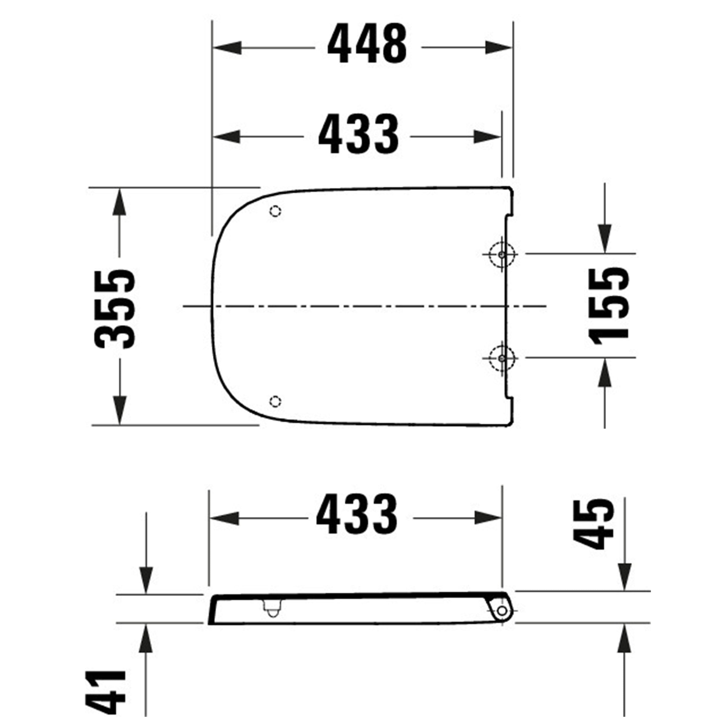 Duravit Univavo universell toalettsits med mjukstängning, fyrkantig