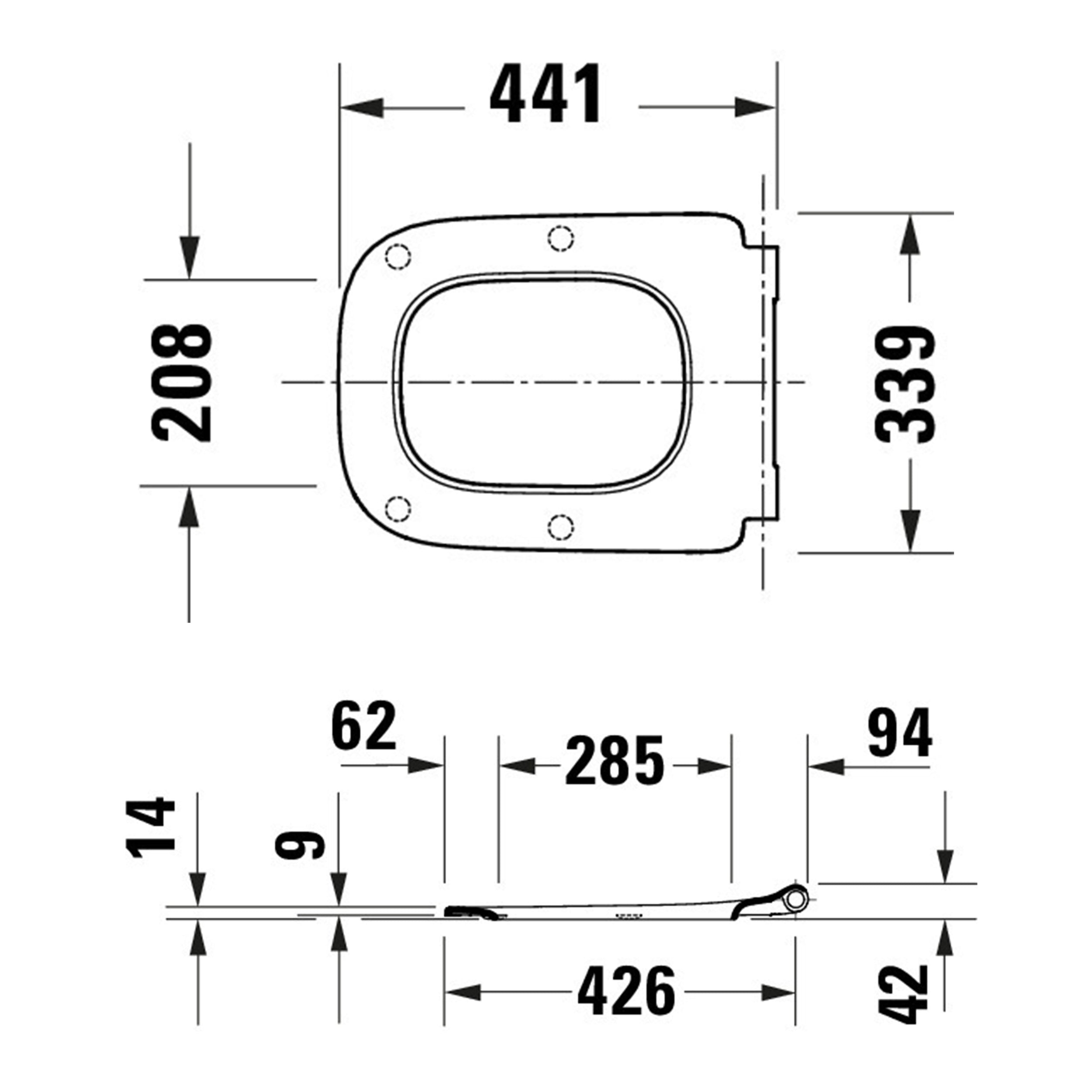 Duravit Univavo universell toalettsits med mjukstängning, fyrkantig
