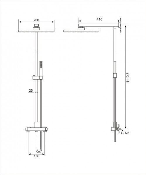 Duschset, duschpelare med termostat SEDAL 8921B BASIC