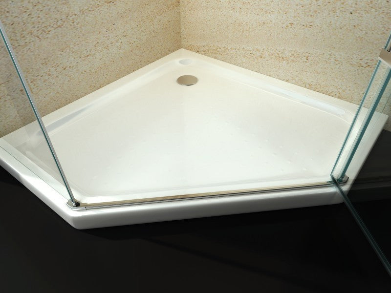 Femhörnigt duschkar 100 x 100 cm med bottenventil
