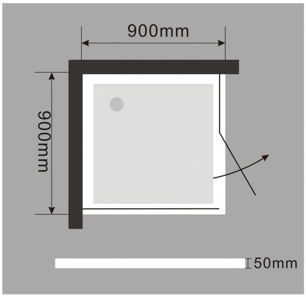 Hörndusch av äkta nano-glas, EX 416, 90 x 90 x 195 cm - med duschkar