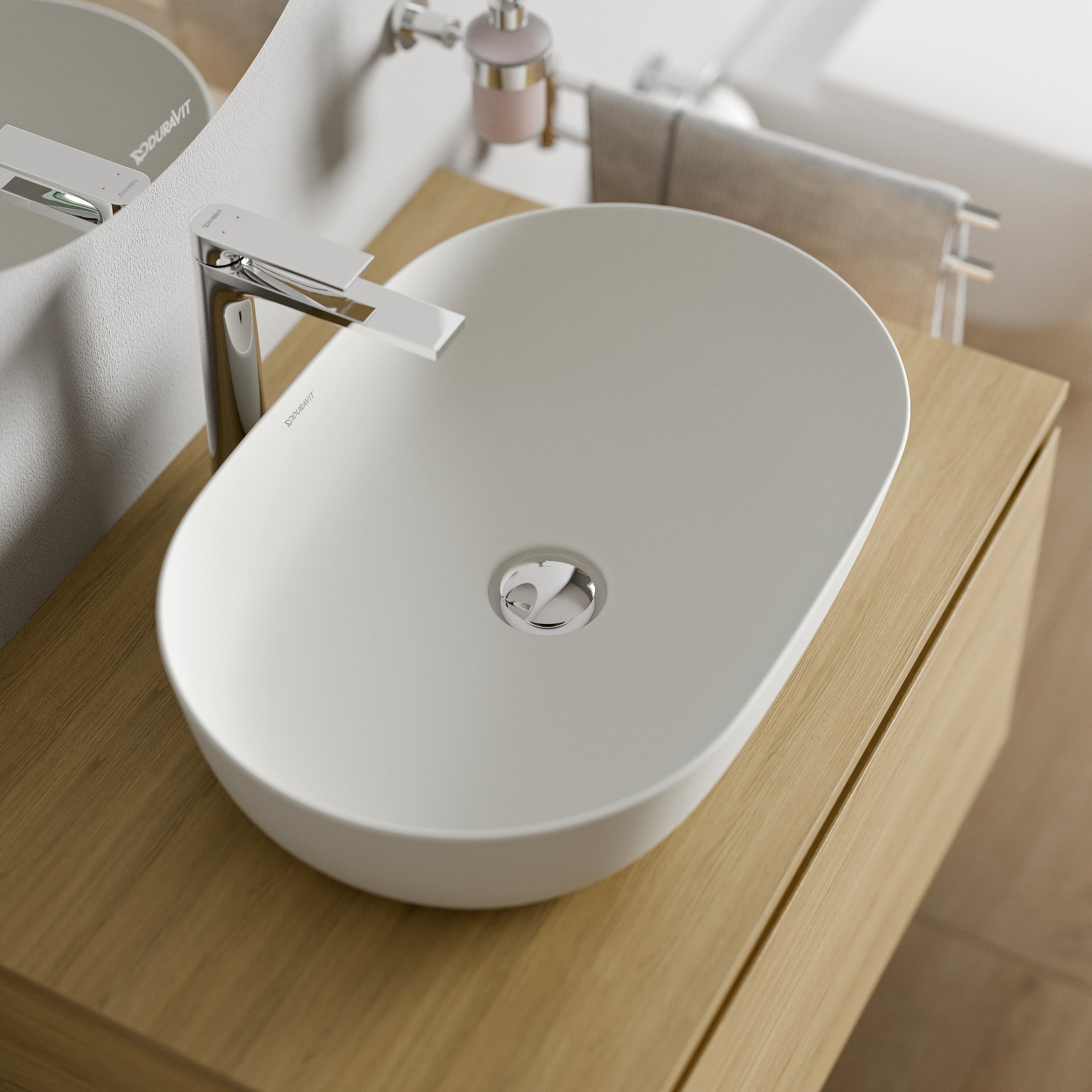 Duravit Lagoa bänkskiva tvättställ 60 cm, DuraCast Smooth - Vit matt