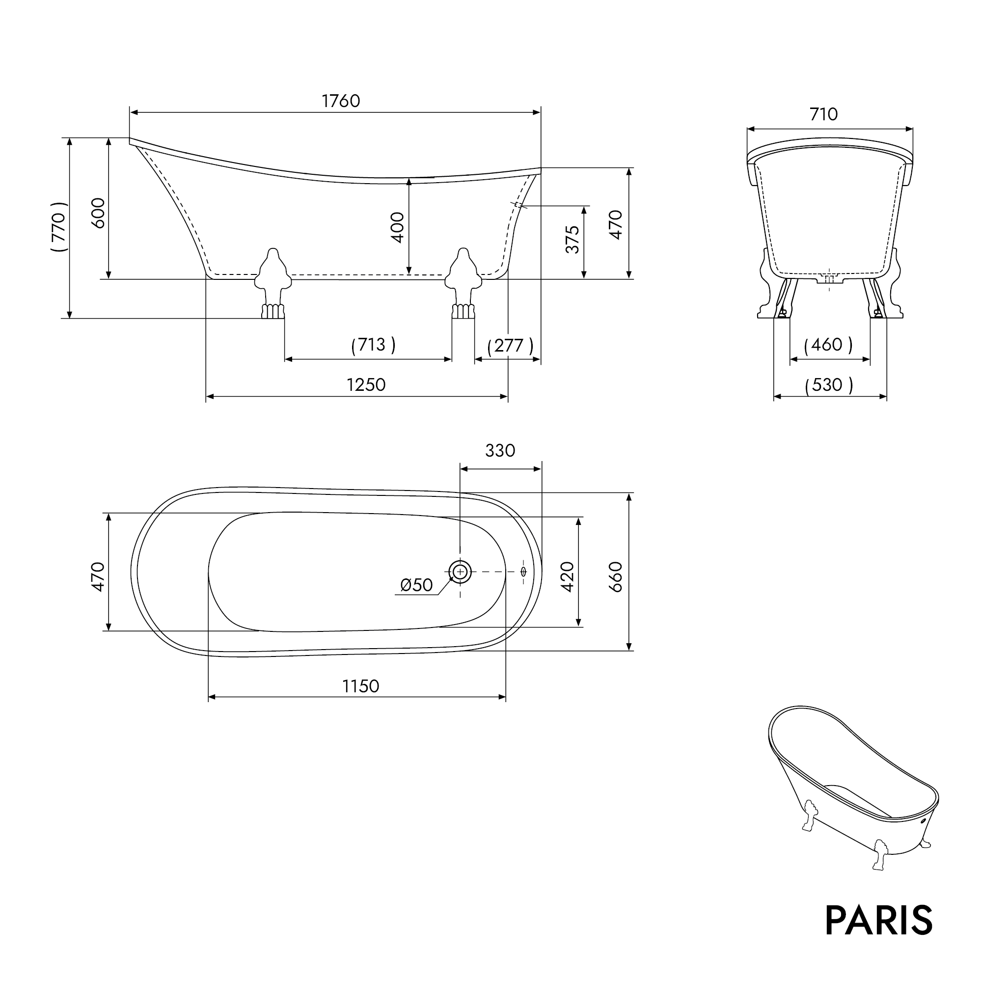 Fristående badkar PARIS