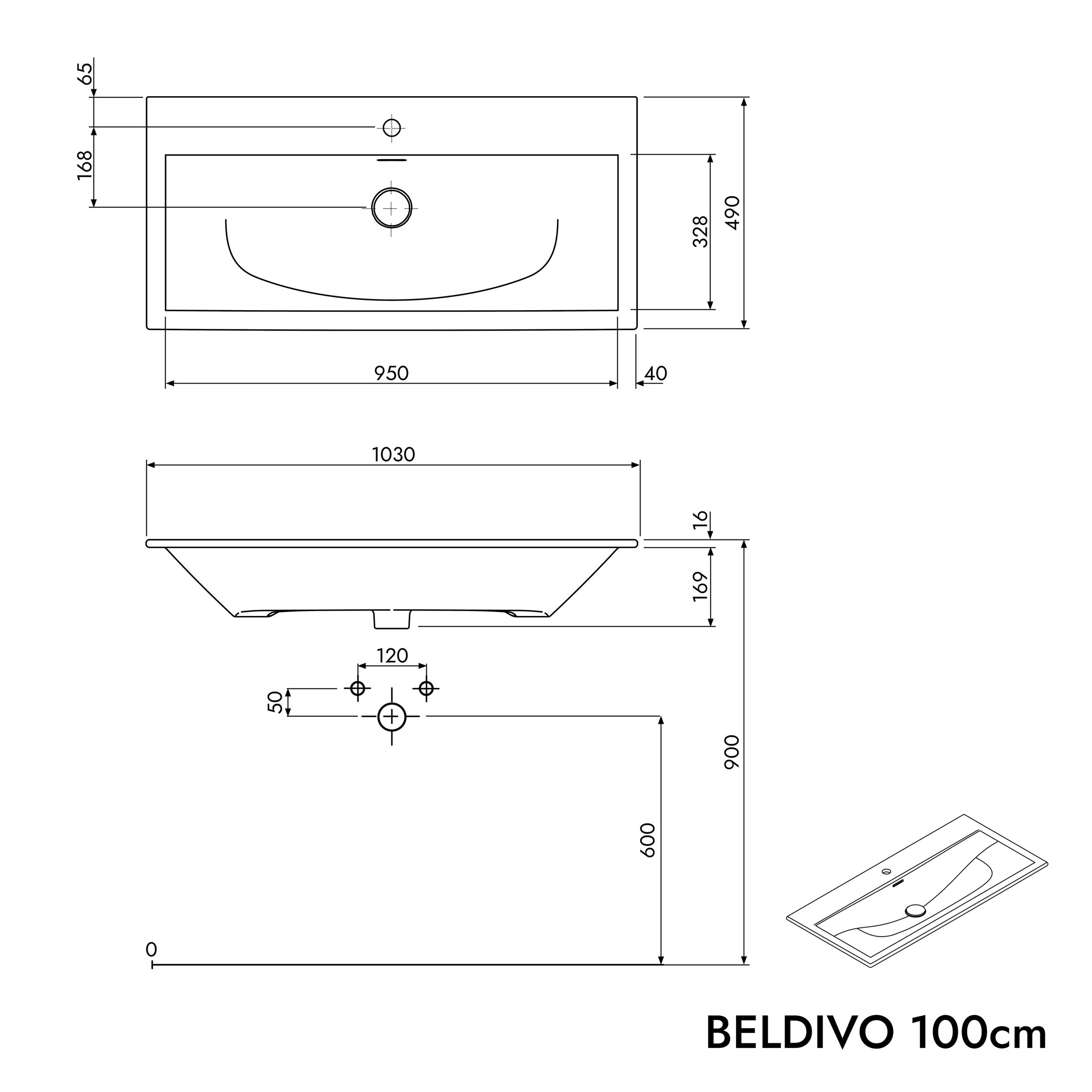 Duravit tvättställ med underskåp BELDIVO 100 cm