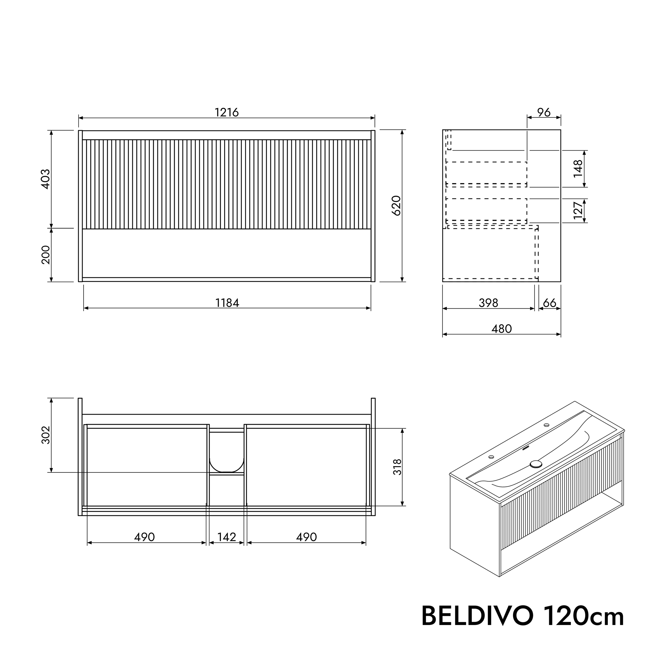 Badrumsmöbel Set BELDIVO 120 cm