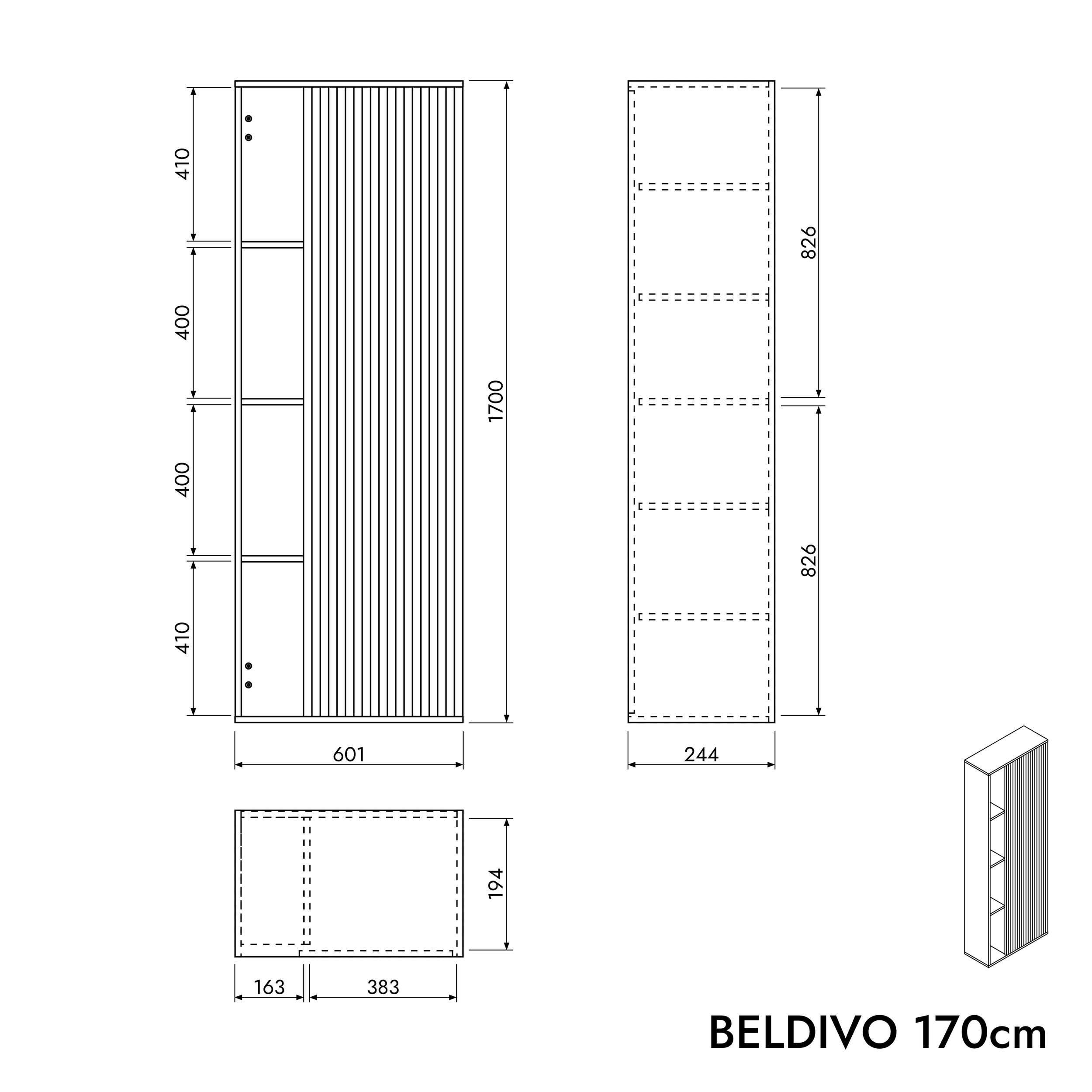 Badrumsmöbelset BELDIVO 100 cm med tvättställ