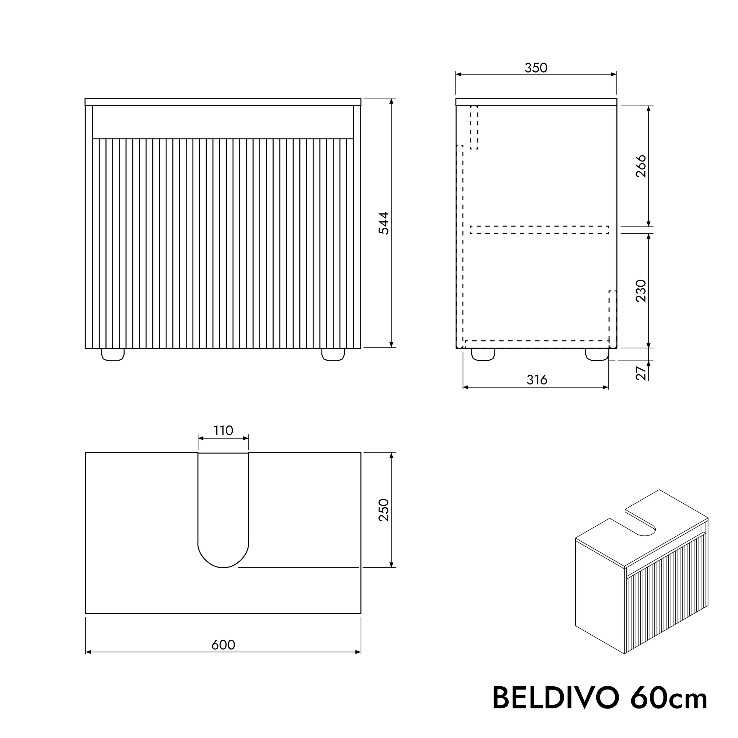 Tvättställsskåp BELDIVO 60 cm