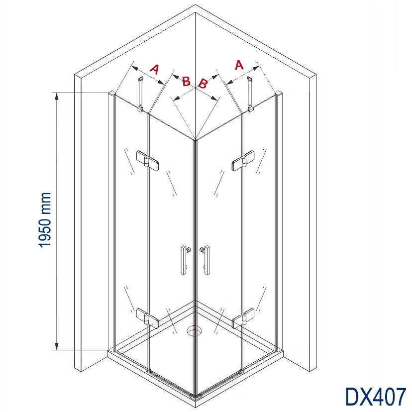 Hörn-dusch med svängdörrar DX407