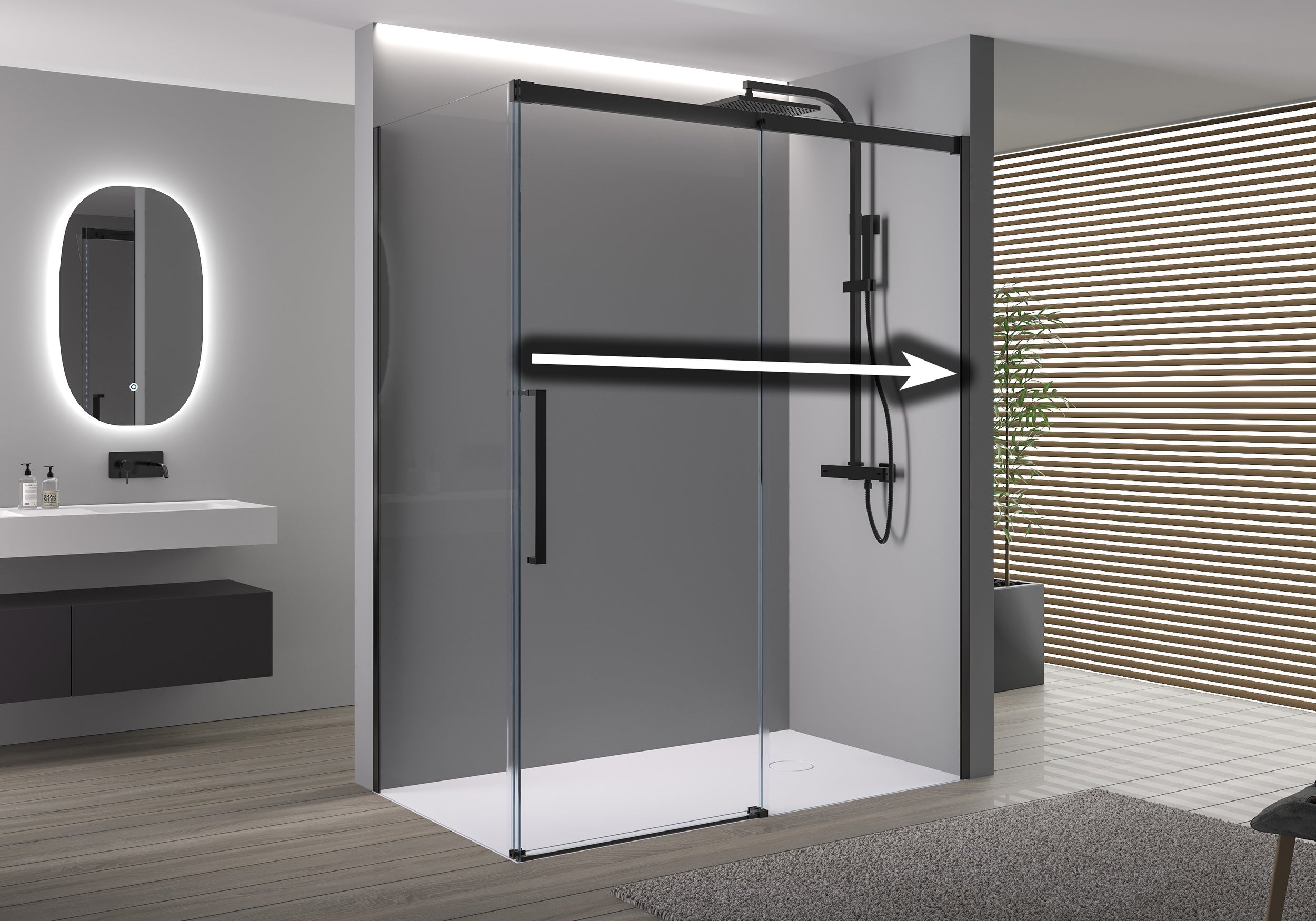 Chuveiro de canto com porta de correr Soft-Close DX906 FLEX