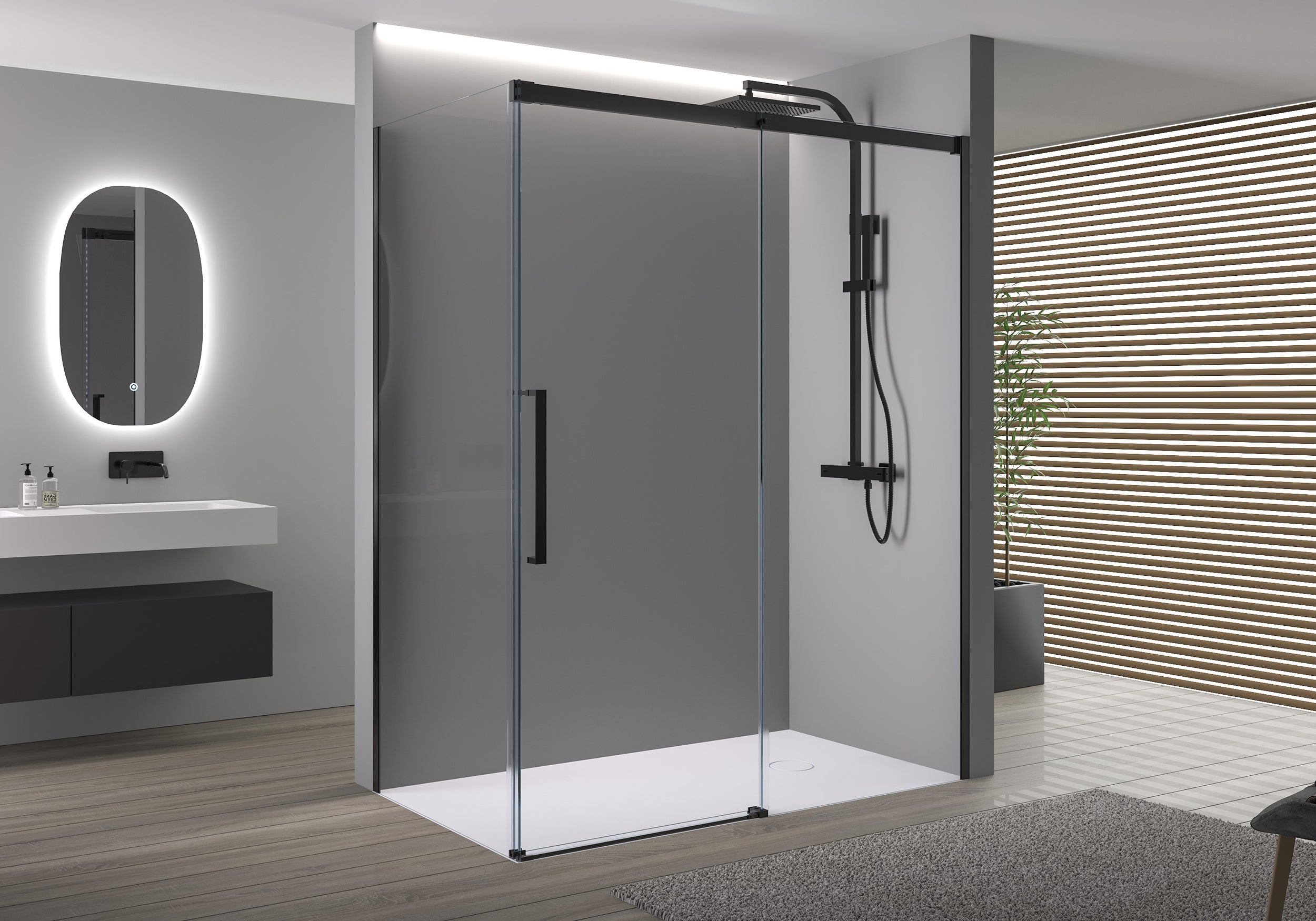 Chuveiro de canto com porta de correr Soft-Close DX906 FLEX