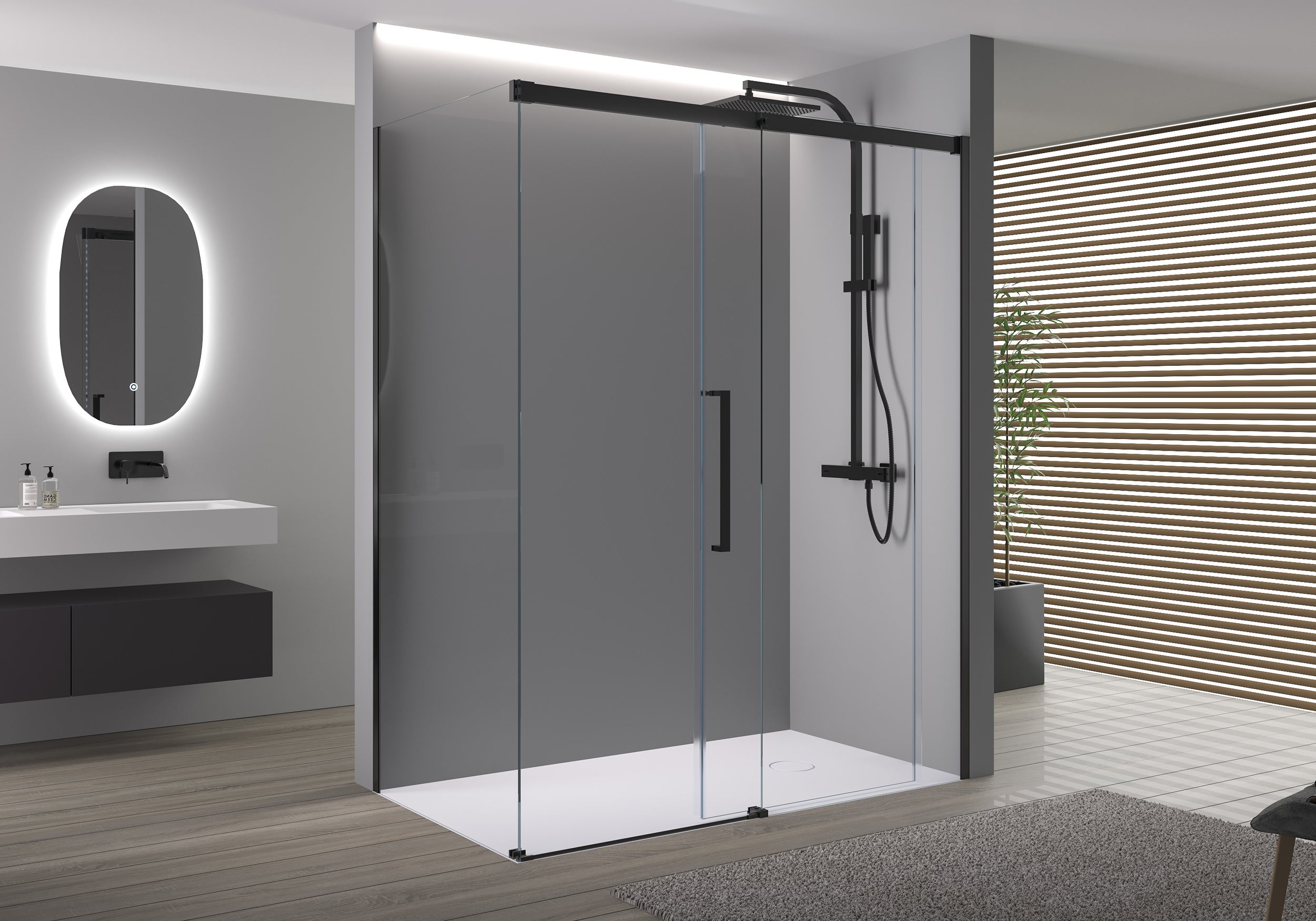 Chuveiro de canto com porta de correr Soft-Close DX906 FLEX