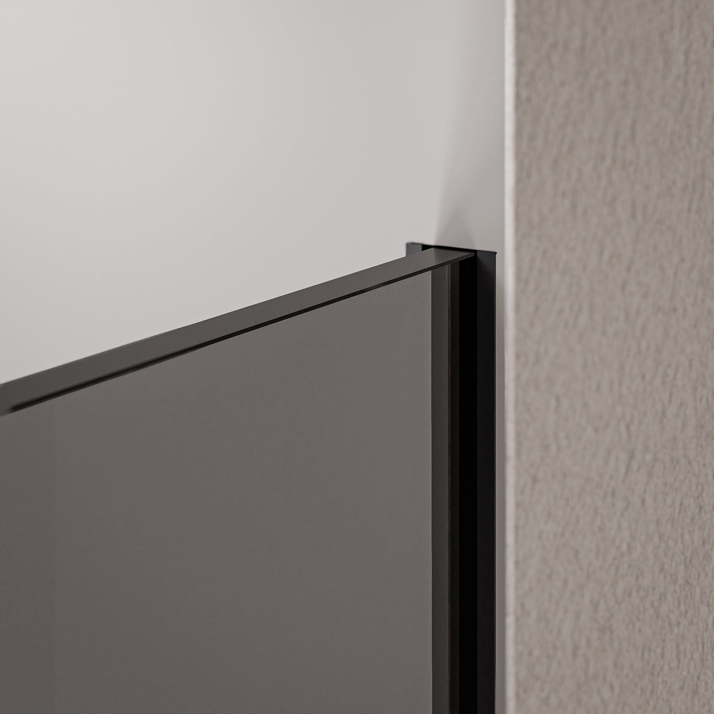 Walk-in Duschvägg 10mm nanogrått glas EX102 - 2 glasväggar rostfri stålprofil matt svart - bredd valbar