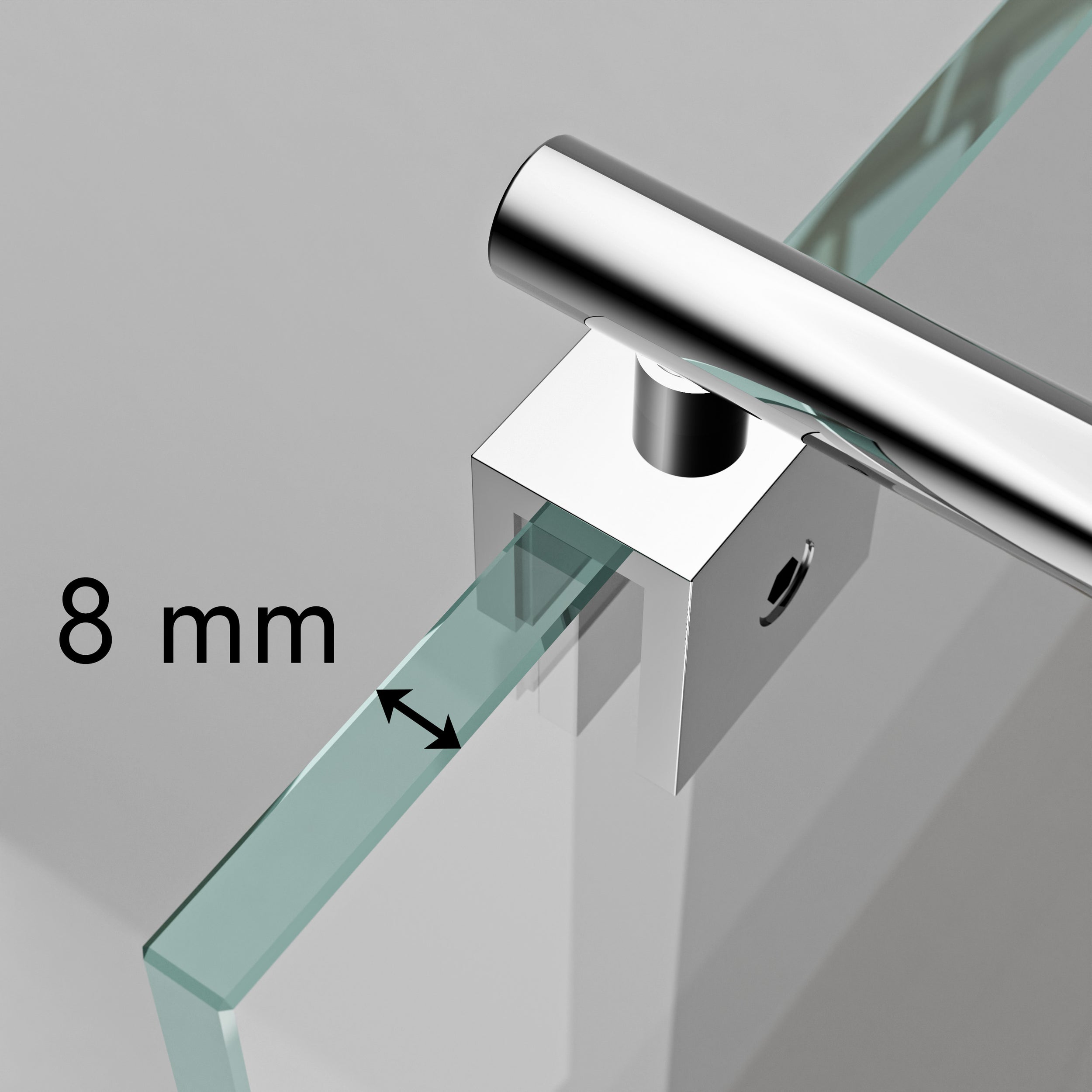 Fast sidovägg till dusch av säkerhetsglas på 8 mm, halvt sidenmatt,  EX101, valbar bredd