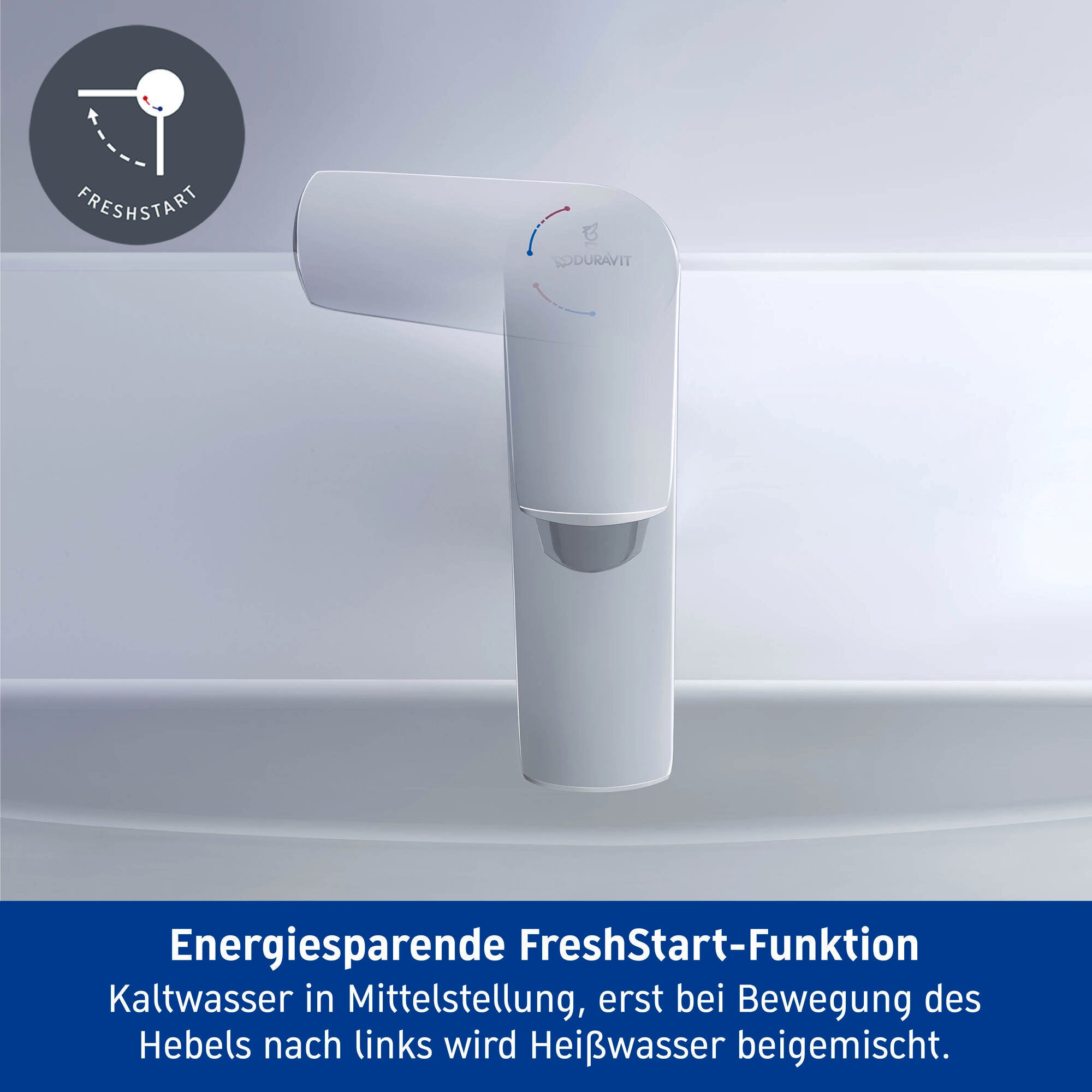 Duravit DuraVelez tvättställsblandare, med energisparande FreshStart-funktion, 18,7 cm (storlek M), krom