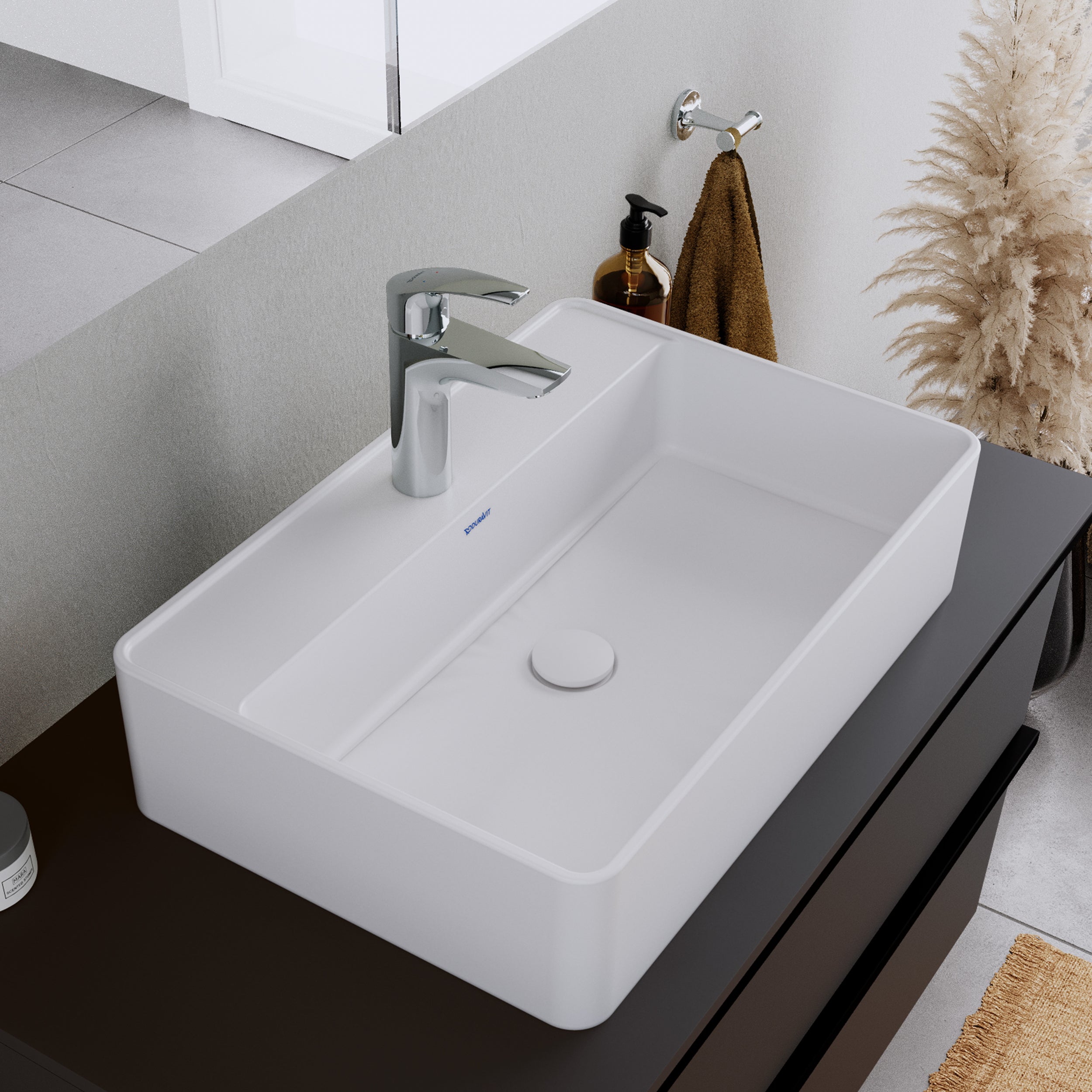 Duravit DuraVelez tvättställsblandare, med energisparande FreshStart-funktion, 18,7 cm (storlek M), krom