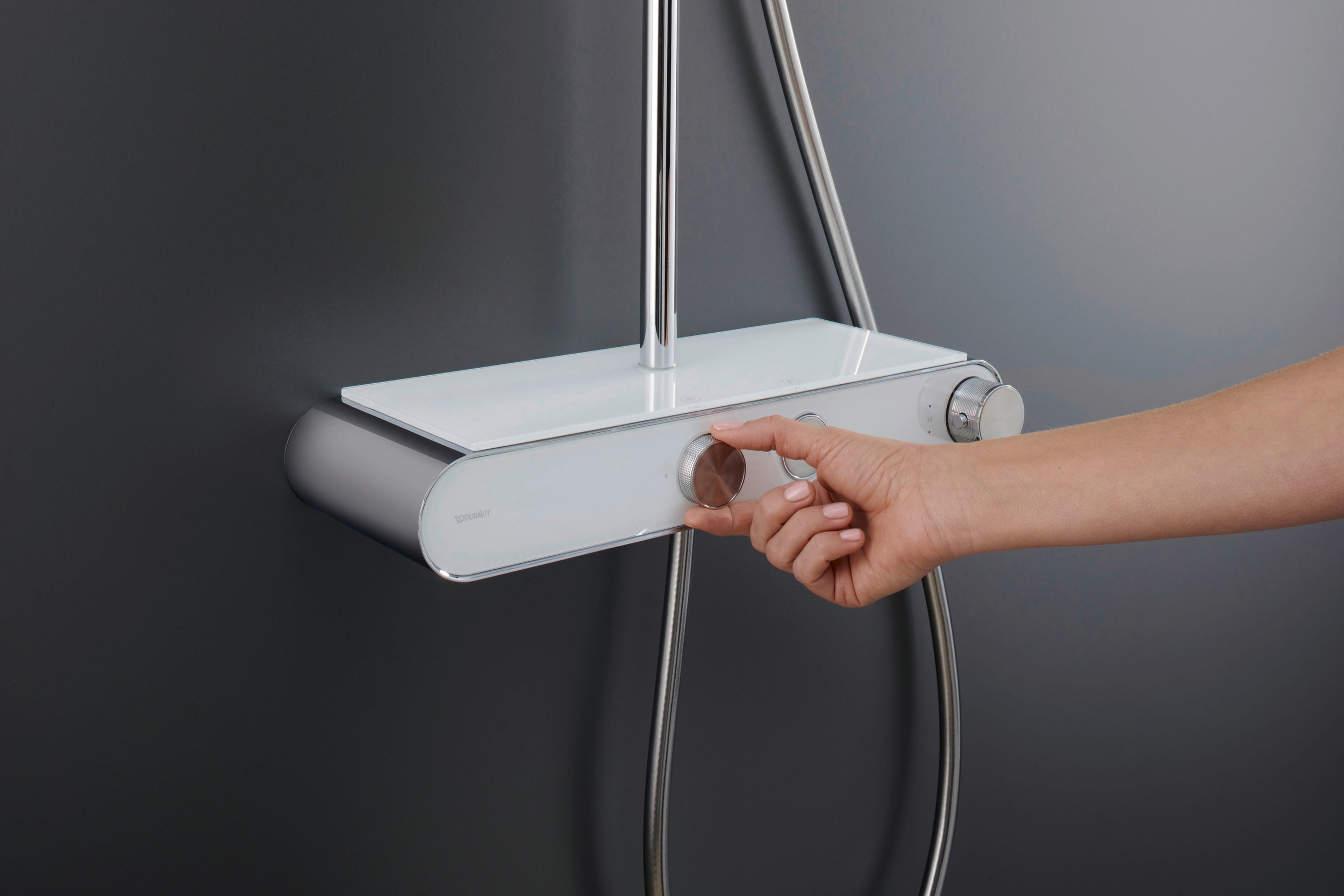 Duravit duschsystem med termostat och glashylla