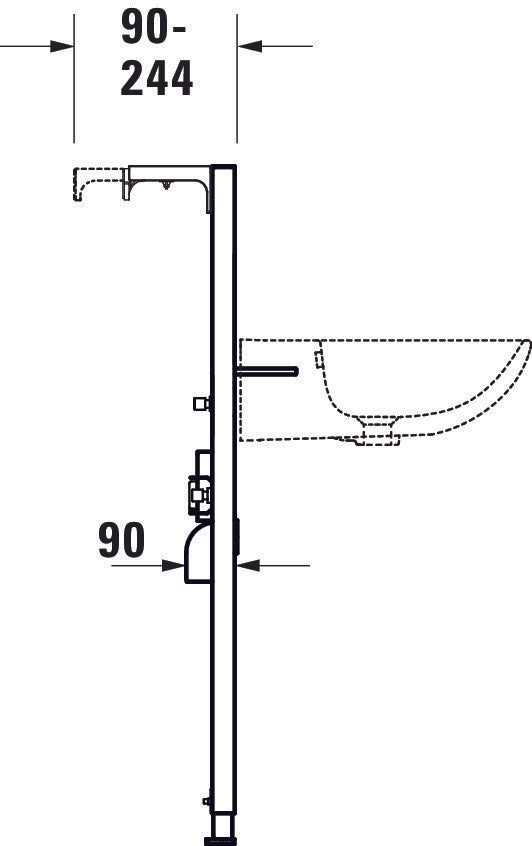 DuraSystem tvättställselement, standard, 500x170x1148mm