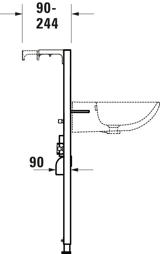 DuraSystem tvättställselement, standard, 500x170x1148mm