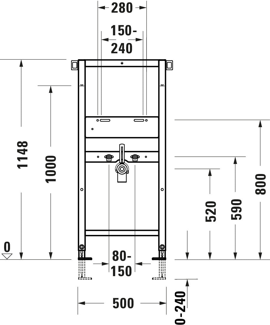 DuraSystem tvättställselement, standard, 500x170x1148mm