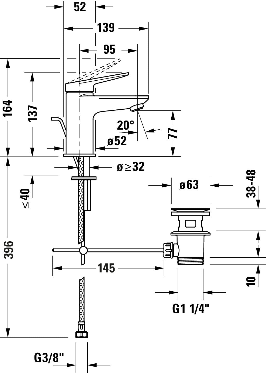 Duravit Wave Einhebel-Waschtischmischer S mit Zugstange