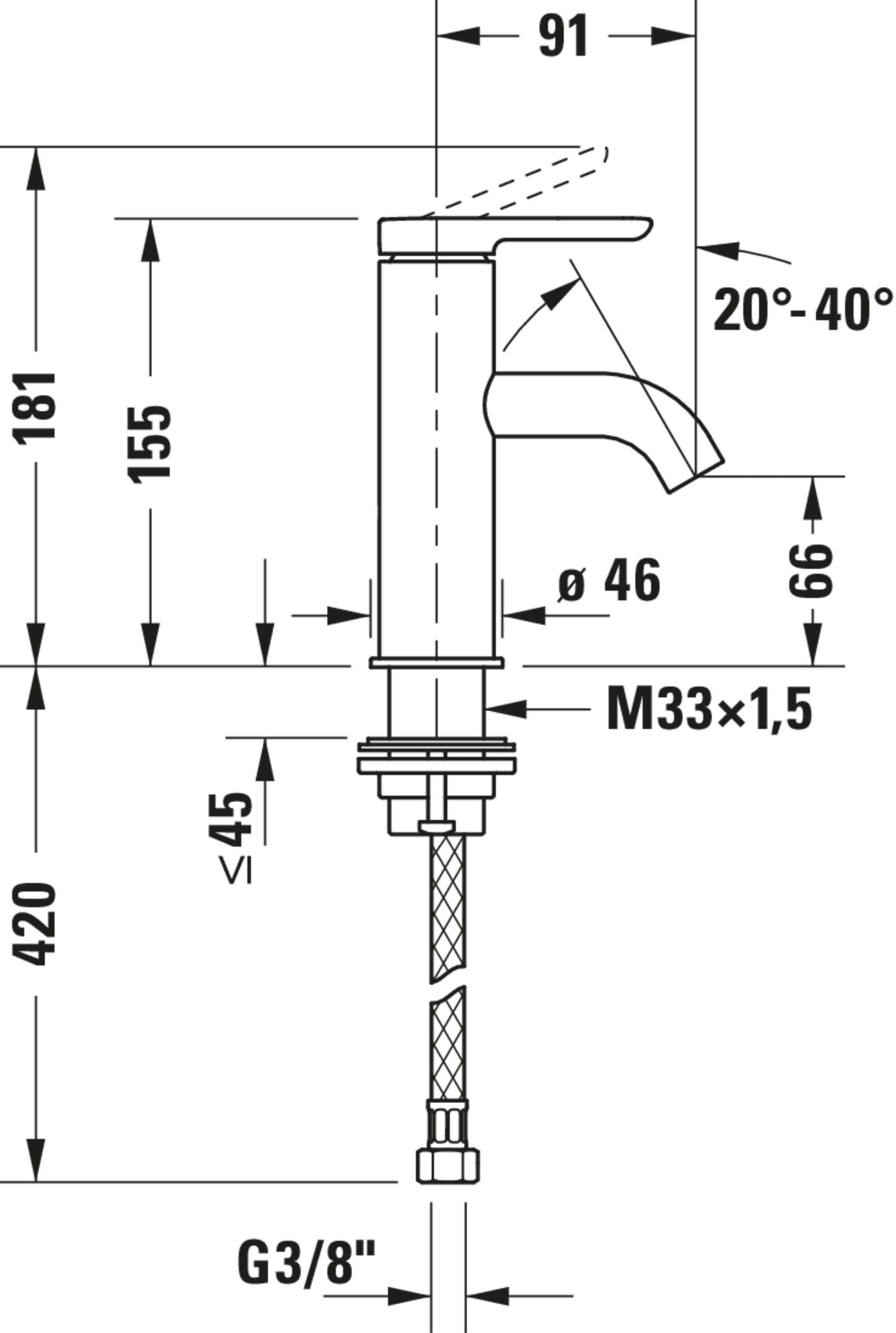 Duravit C.1 1-grepps tvättställsblandare S