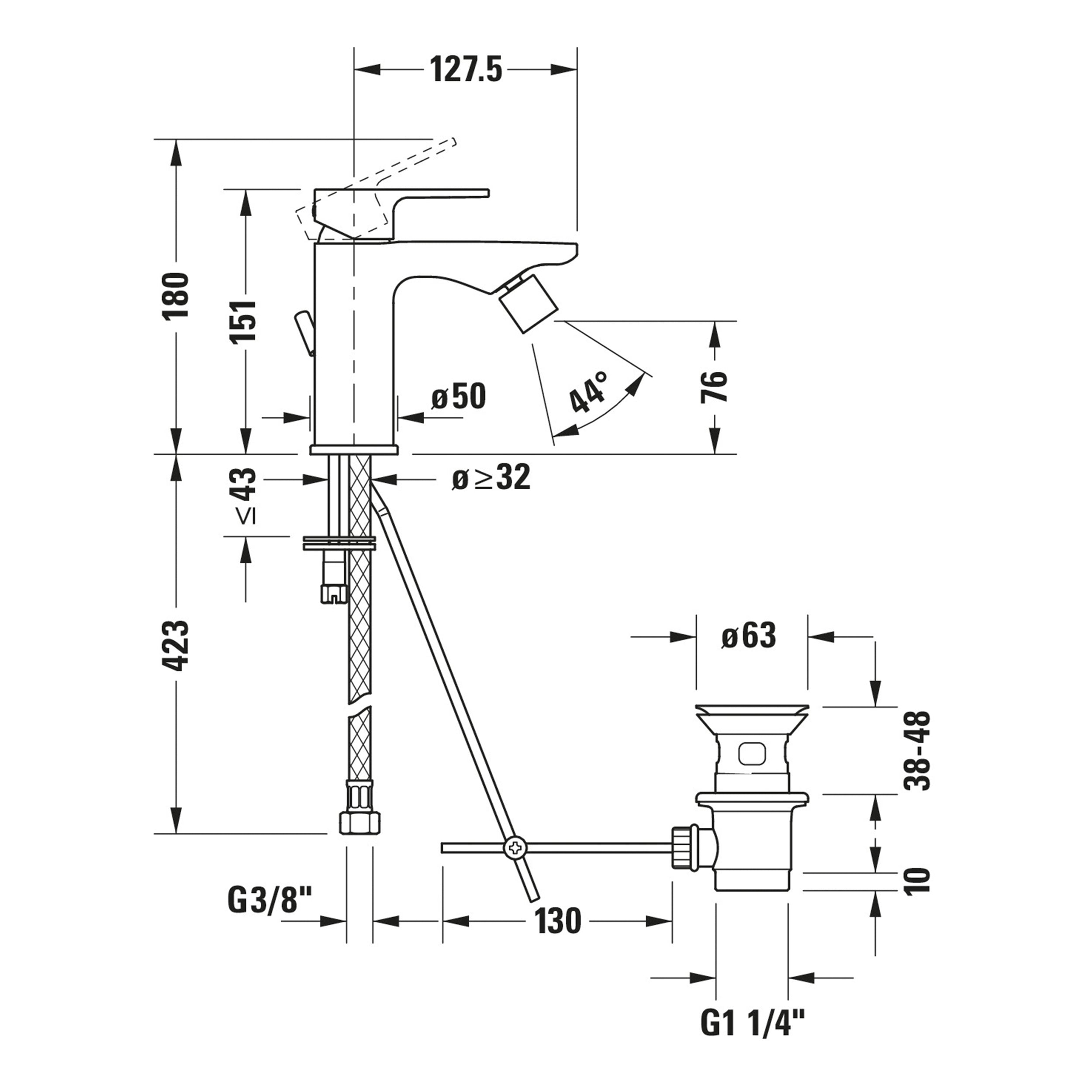 Duravit B.3 bidéblandare, krom