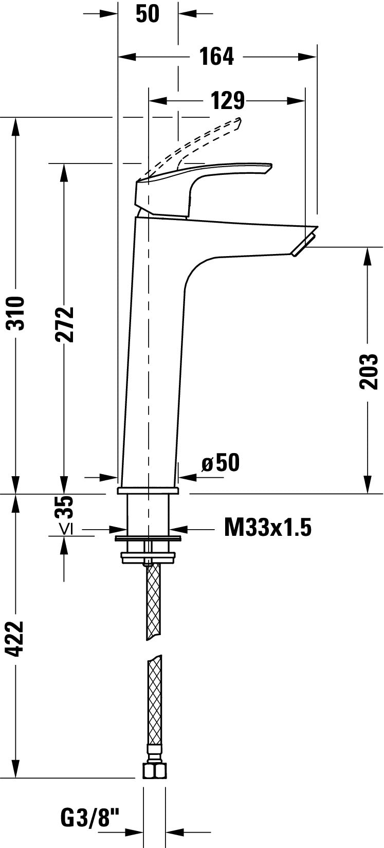 Duravit DuraVelez tvättställsblandare, 27,2 cm (storlek L), krom