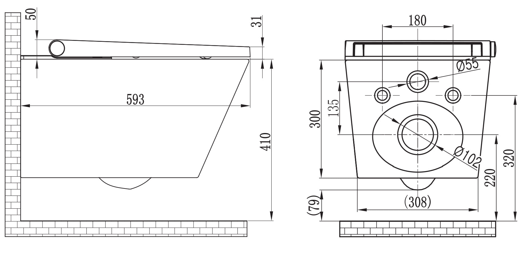 Komplett WC-paket 36: DUSCH-WC Basic 1102