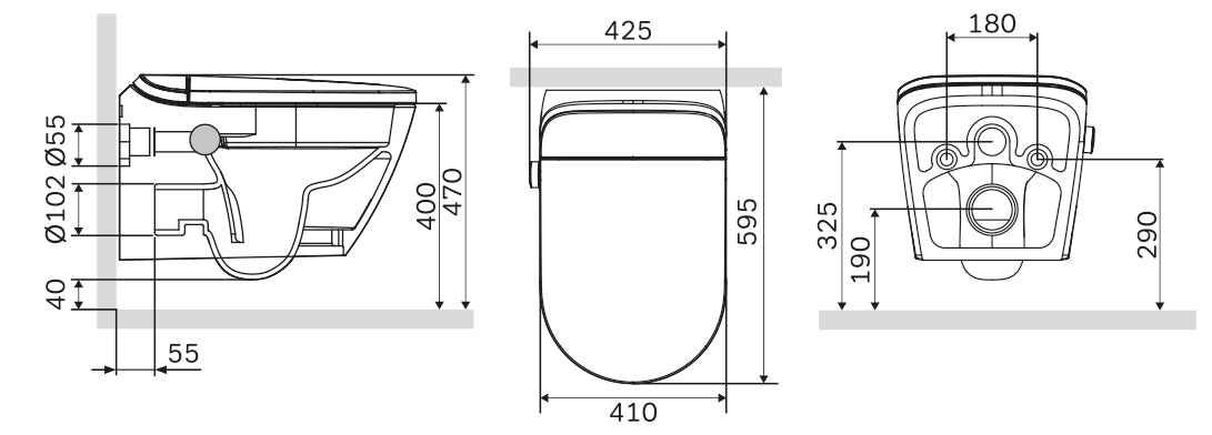 Dusch-WC komplett set T640 PRO med Geberit Duofix för väggmontering
