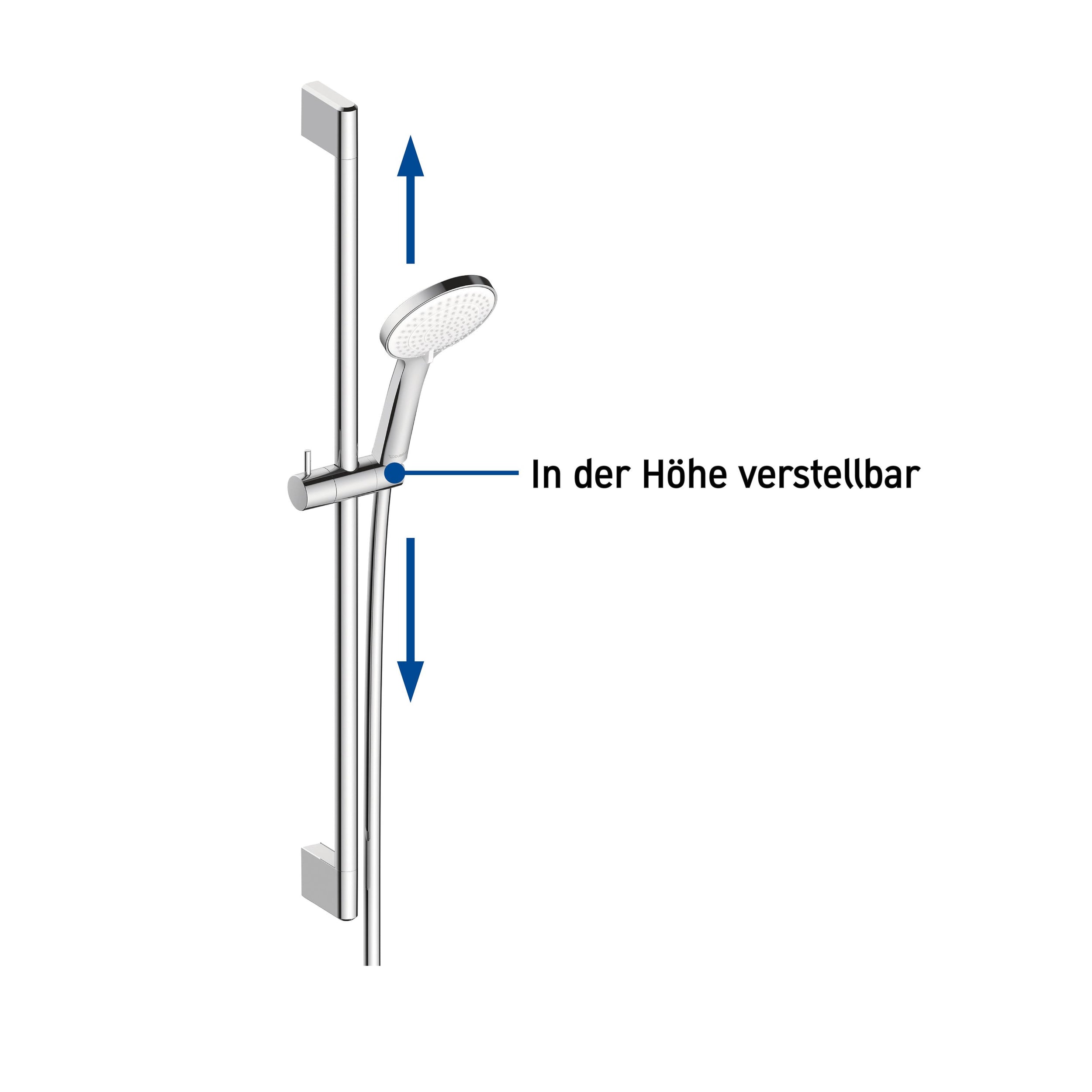 Duravit DuraVelez infälld duschblandare med duschhuvud - inkl. duschstång, vägganslutningsvinkel