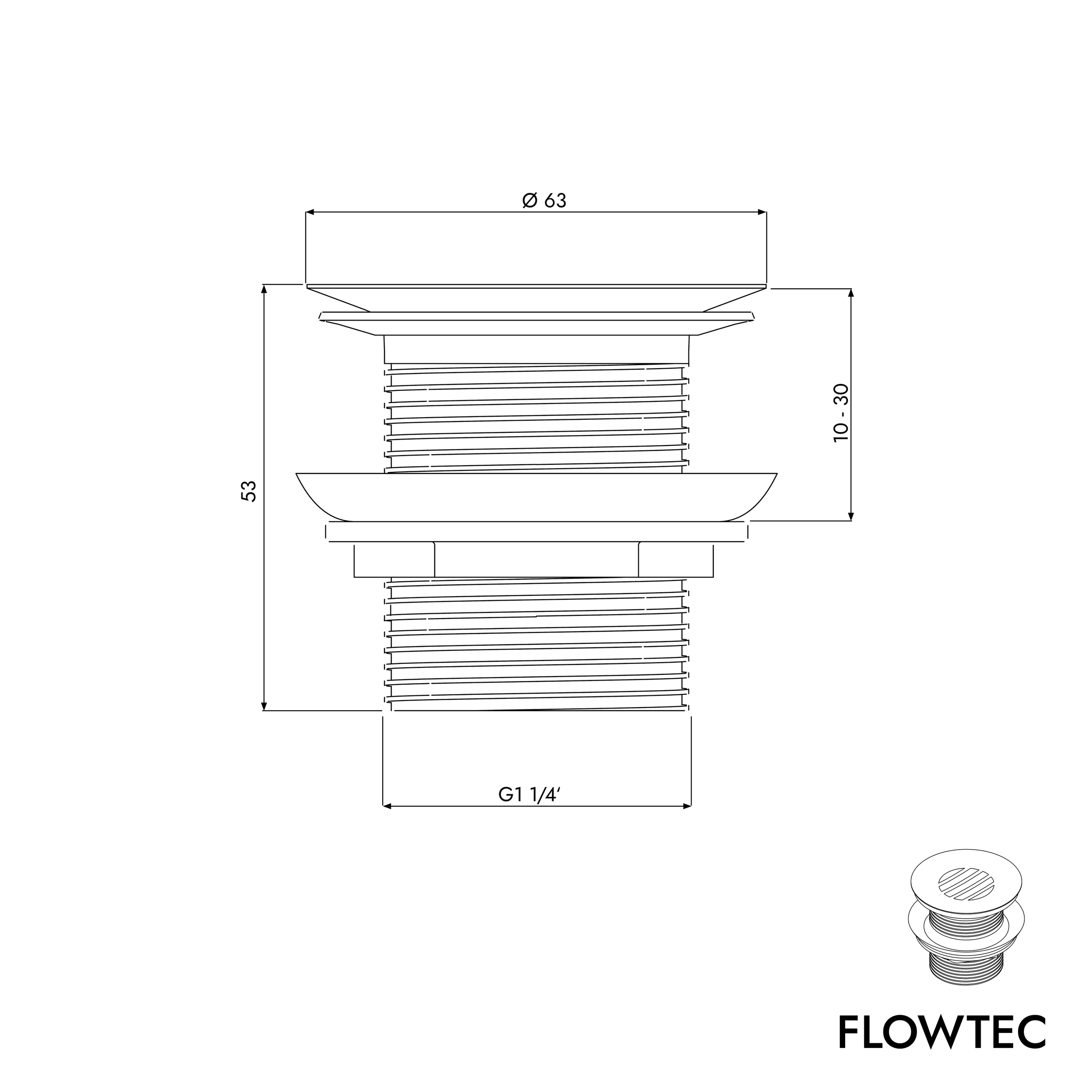 Avloppsventil FLOWTEC med sil