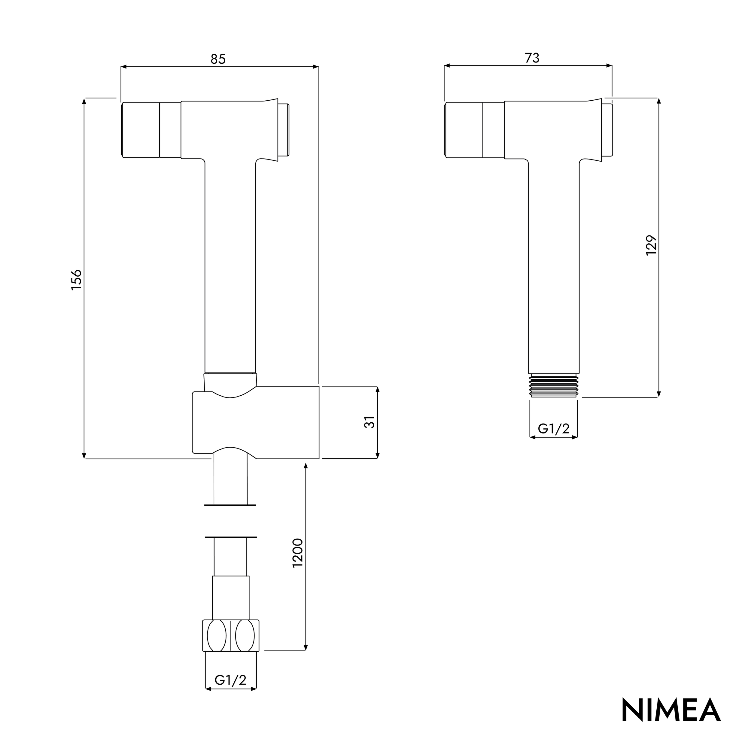 Bidéhandduschset NIMEA