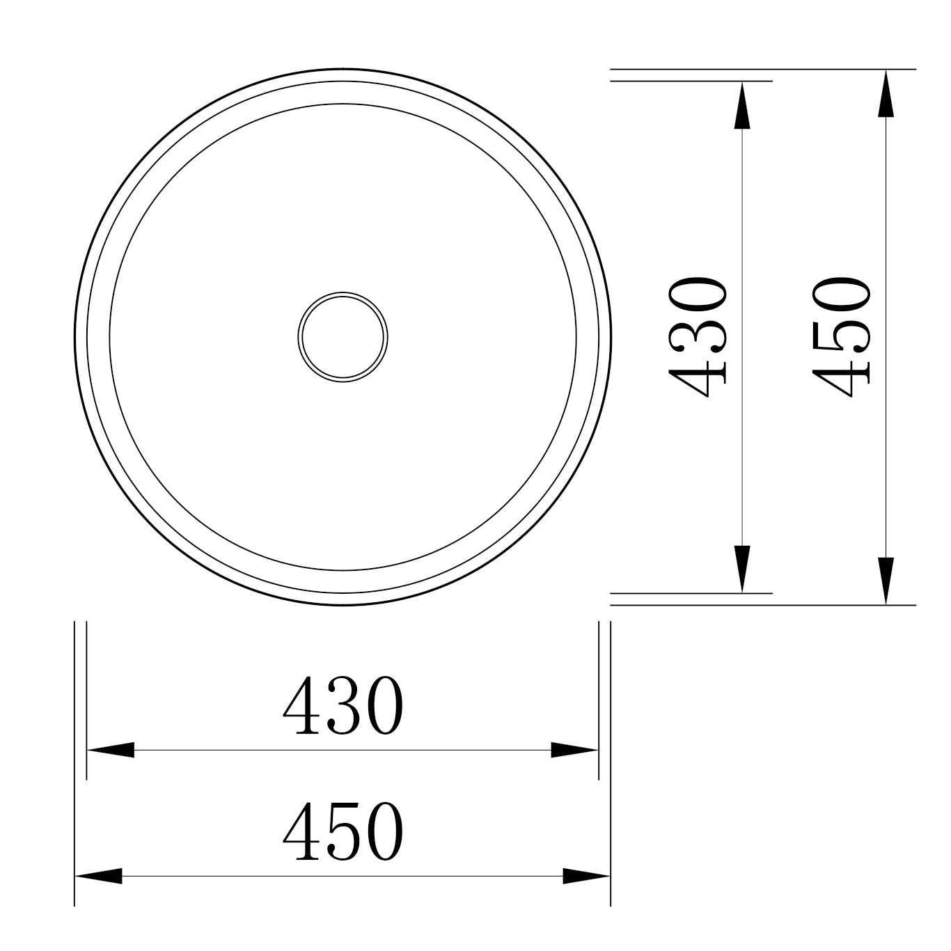 Designat tvättställ för bänkskiva NT2420 av mineralgjutmaterial - grå matt betongeffekt - 45 x 45 x 10 cm