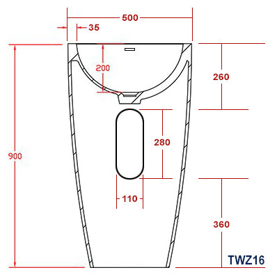 Tvättställspelare TWZ16 av kompositsten (Solid Stone) - 50x50x90 cm