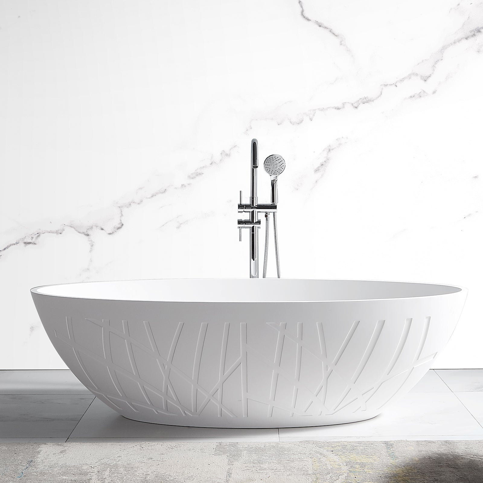Fristående designbadkar LEO Mineral Cast