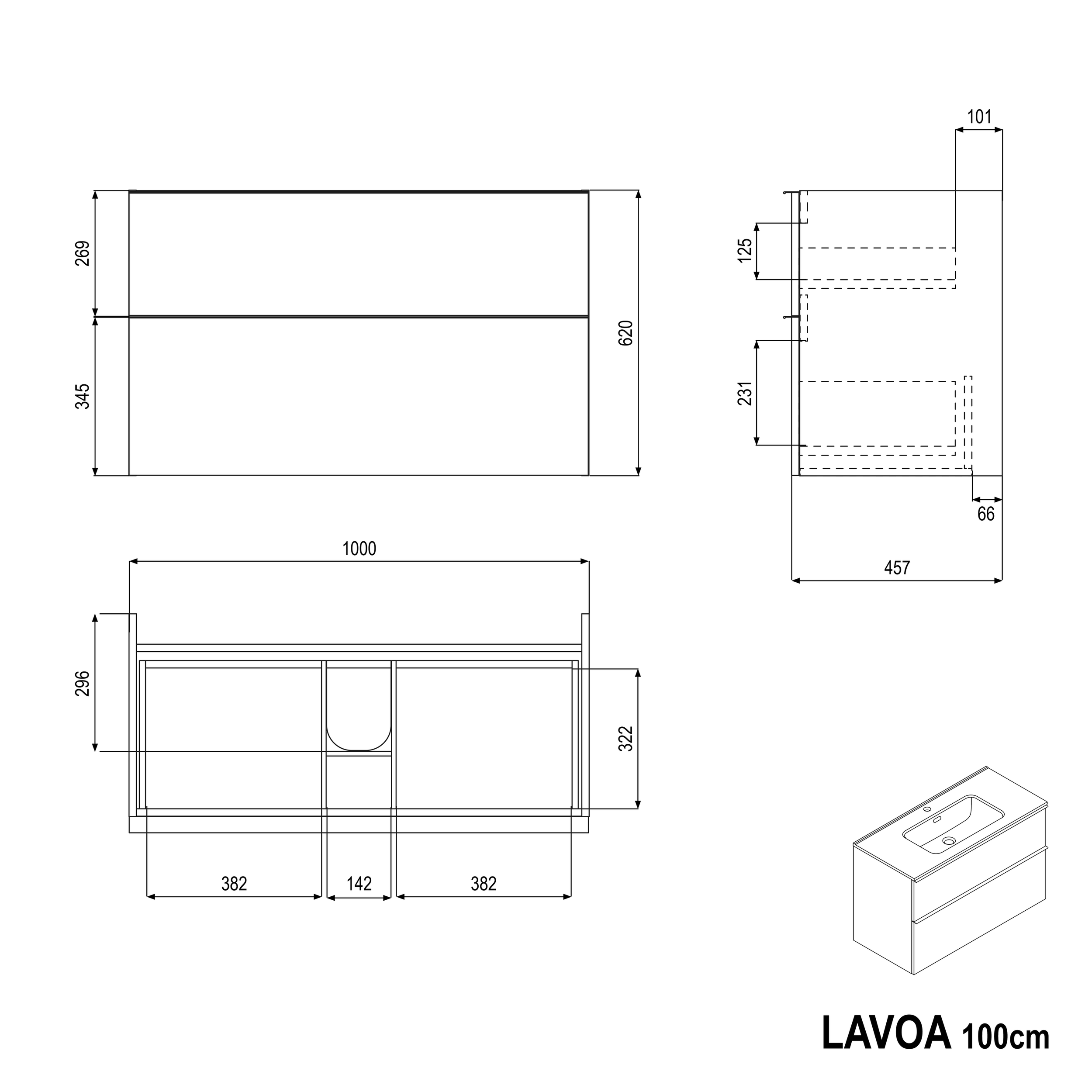 Tvättställsskåp LAVOA 100 cm